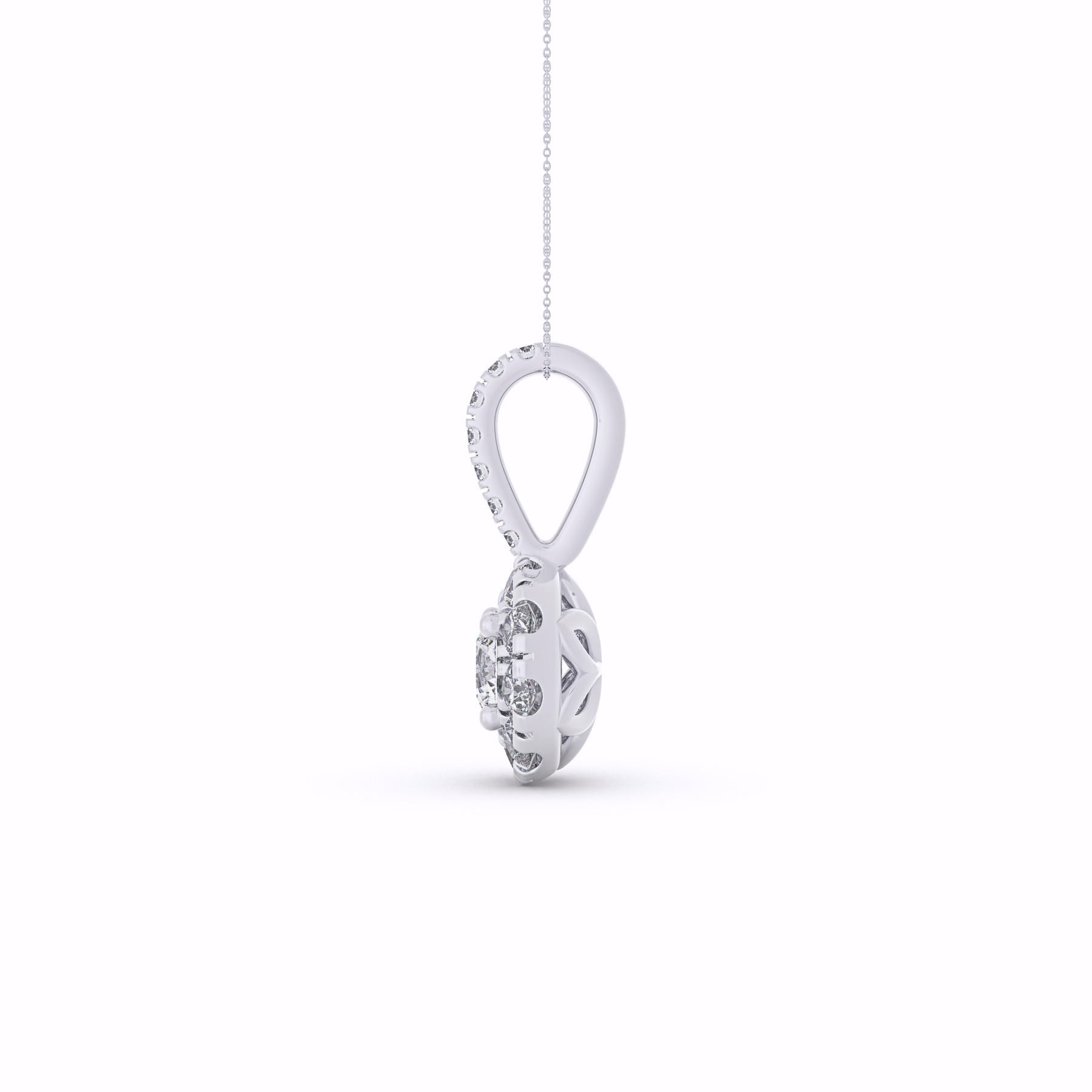AVA Round Diamond Halo Pendant