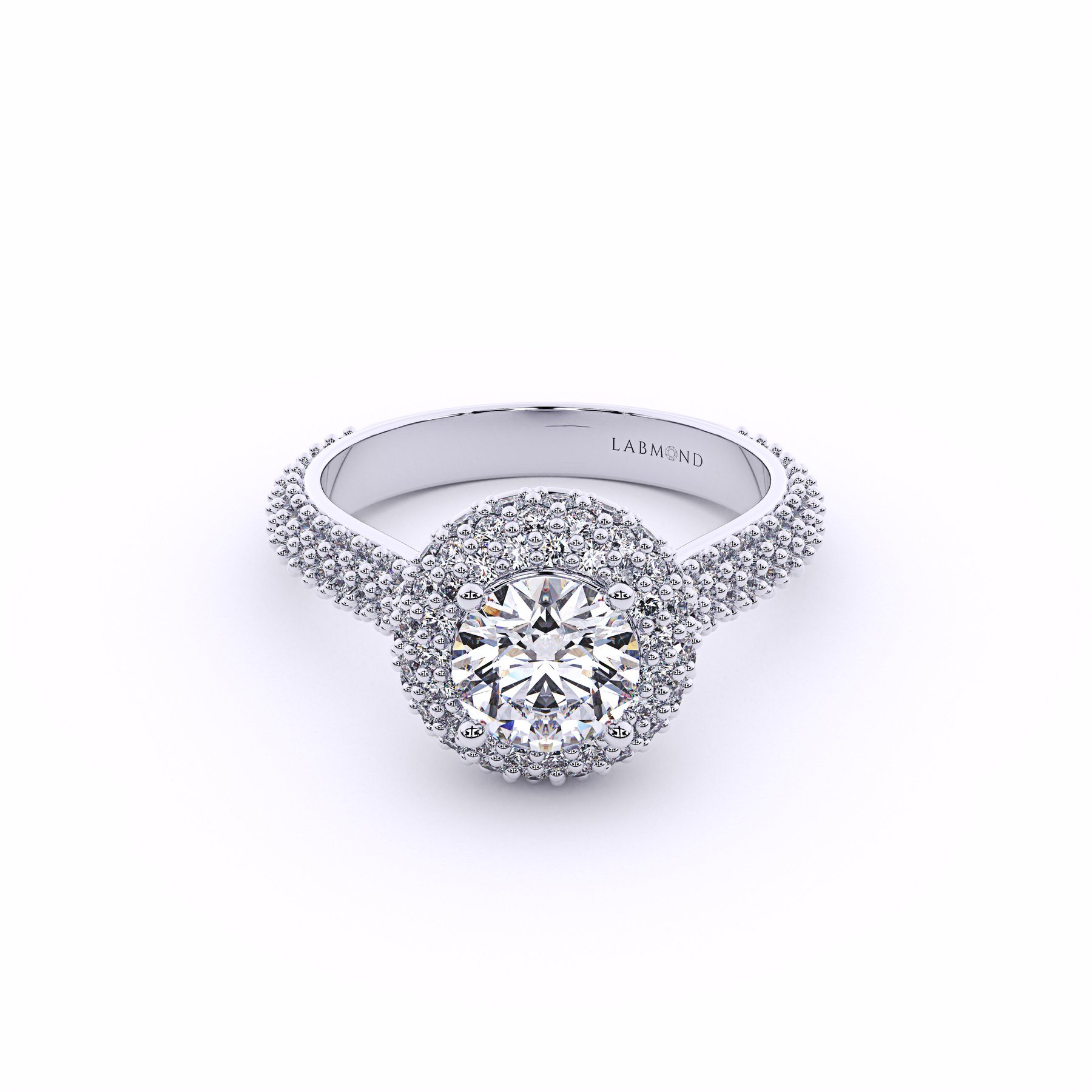 DIVERSION Round Waterfall Halo Engagement Ring