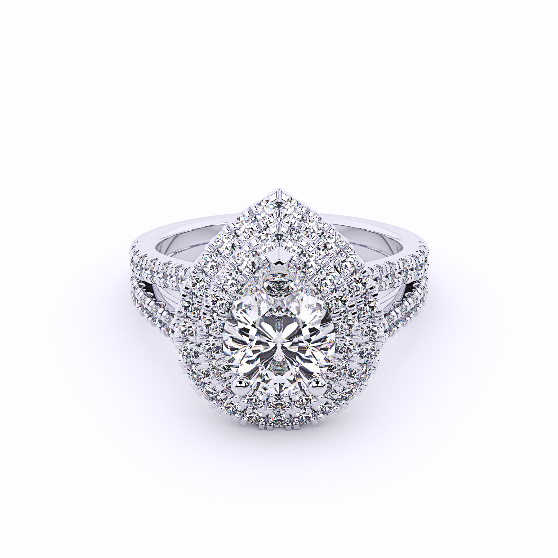 ELIZABETHAN Double Halo Pear Shape Engagement Ring