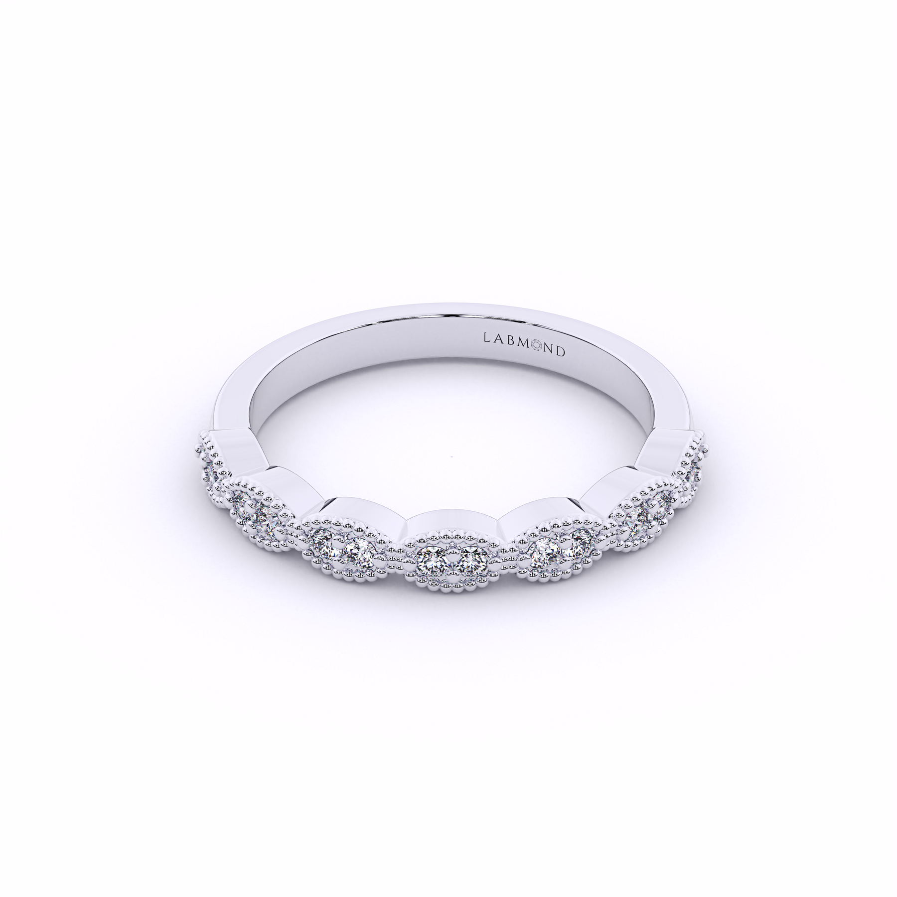 FANTASIA Marquise Shank Half Eternity Wedding Band