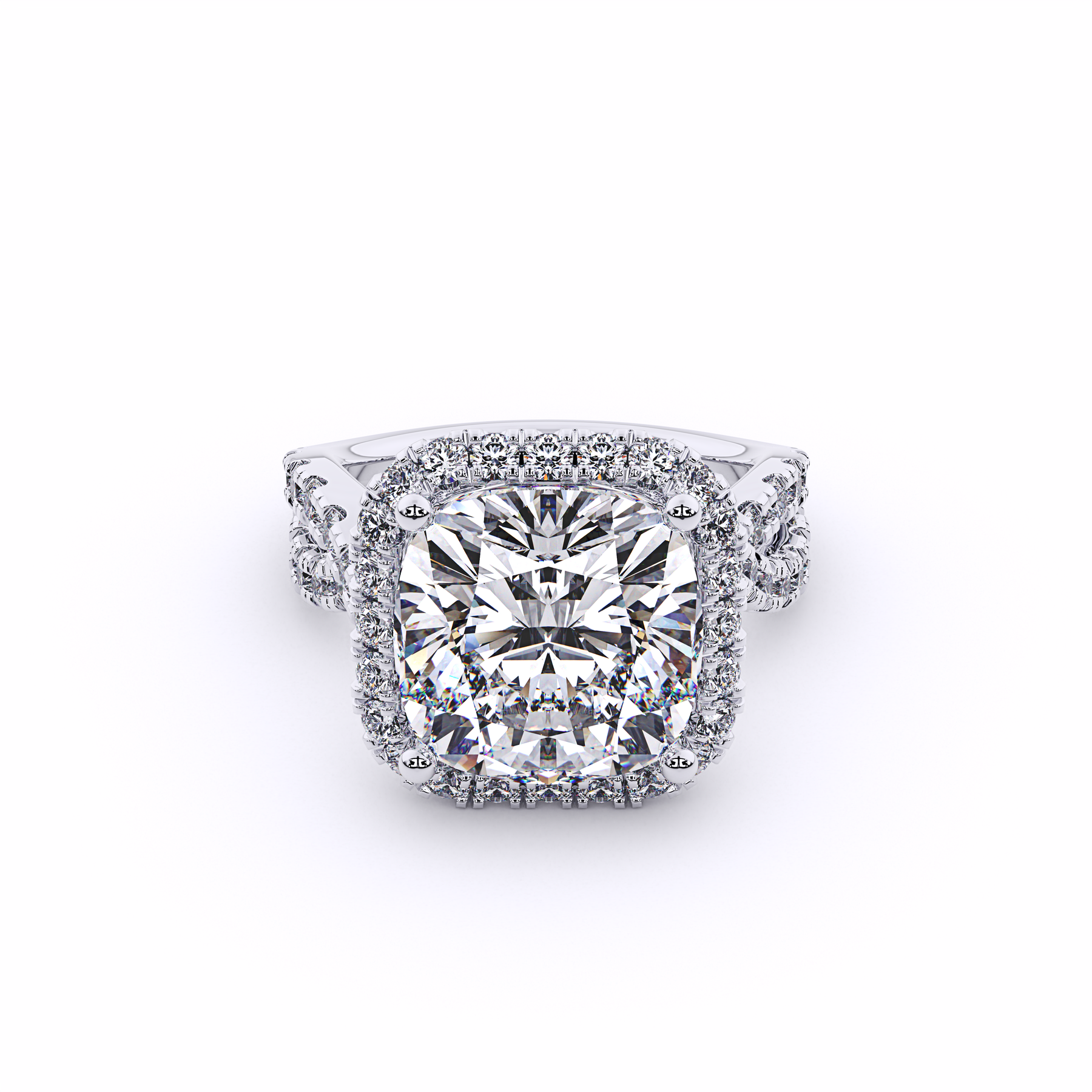 JADE Twisted Band Cushion Halo Engagement Ring