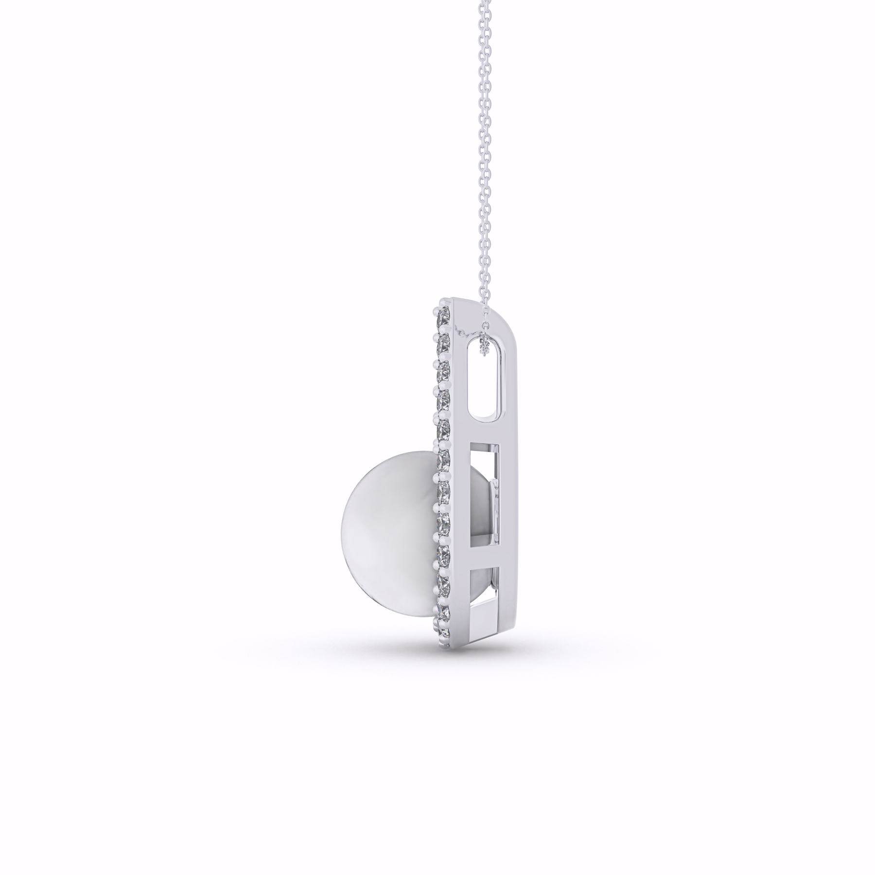 MAYA U-Shaped Diamond and Pearl Pendant