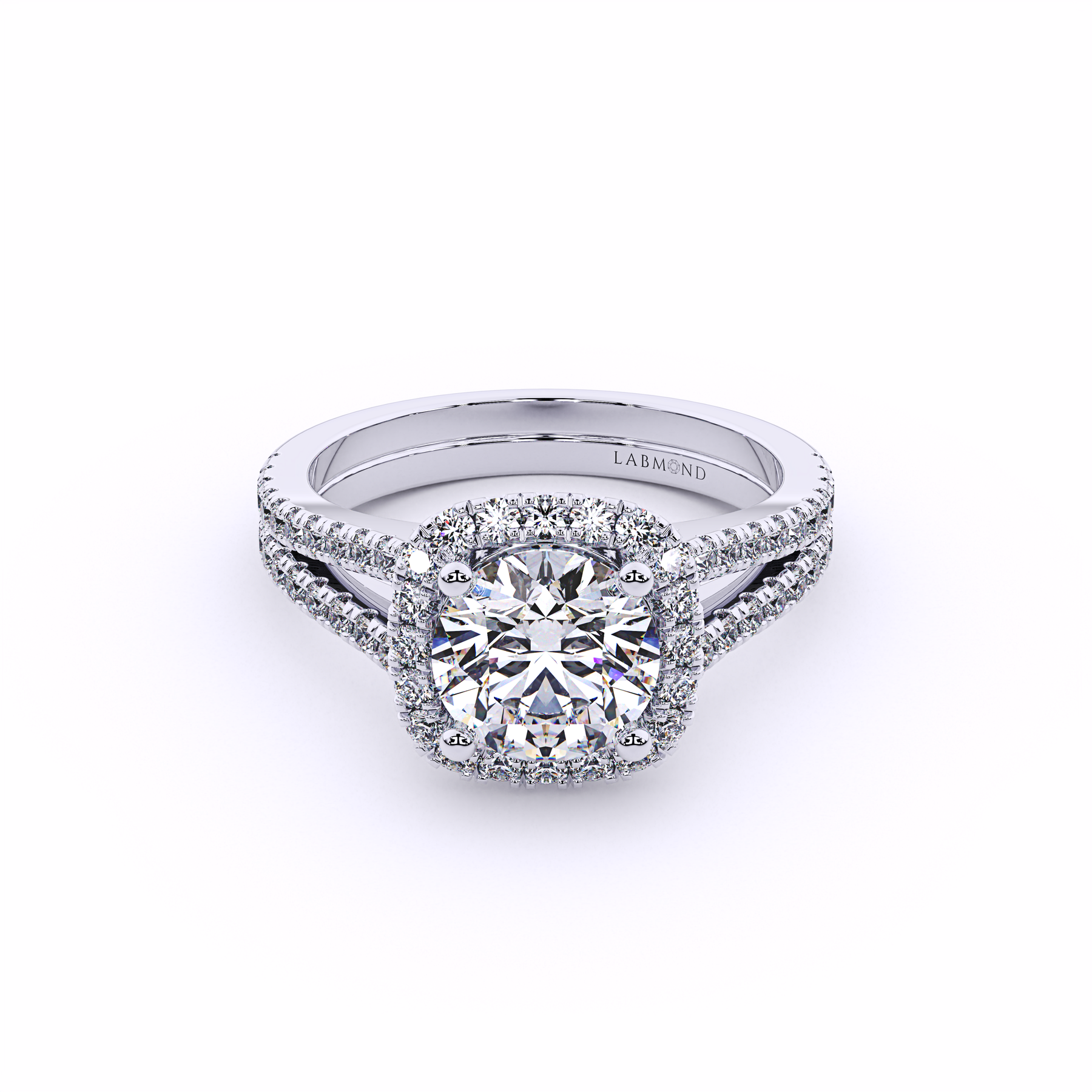 OASIS Double Banded Diamond Round Halo Engagement Ring