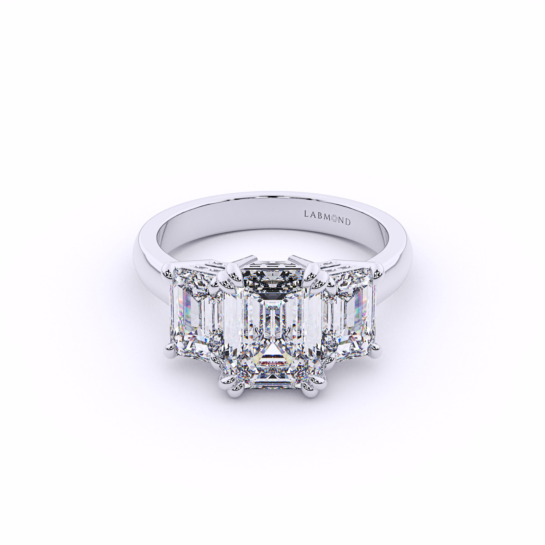 QUANTUM Trinity Emerald Underhalo Engagement Ring