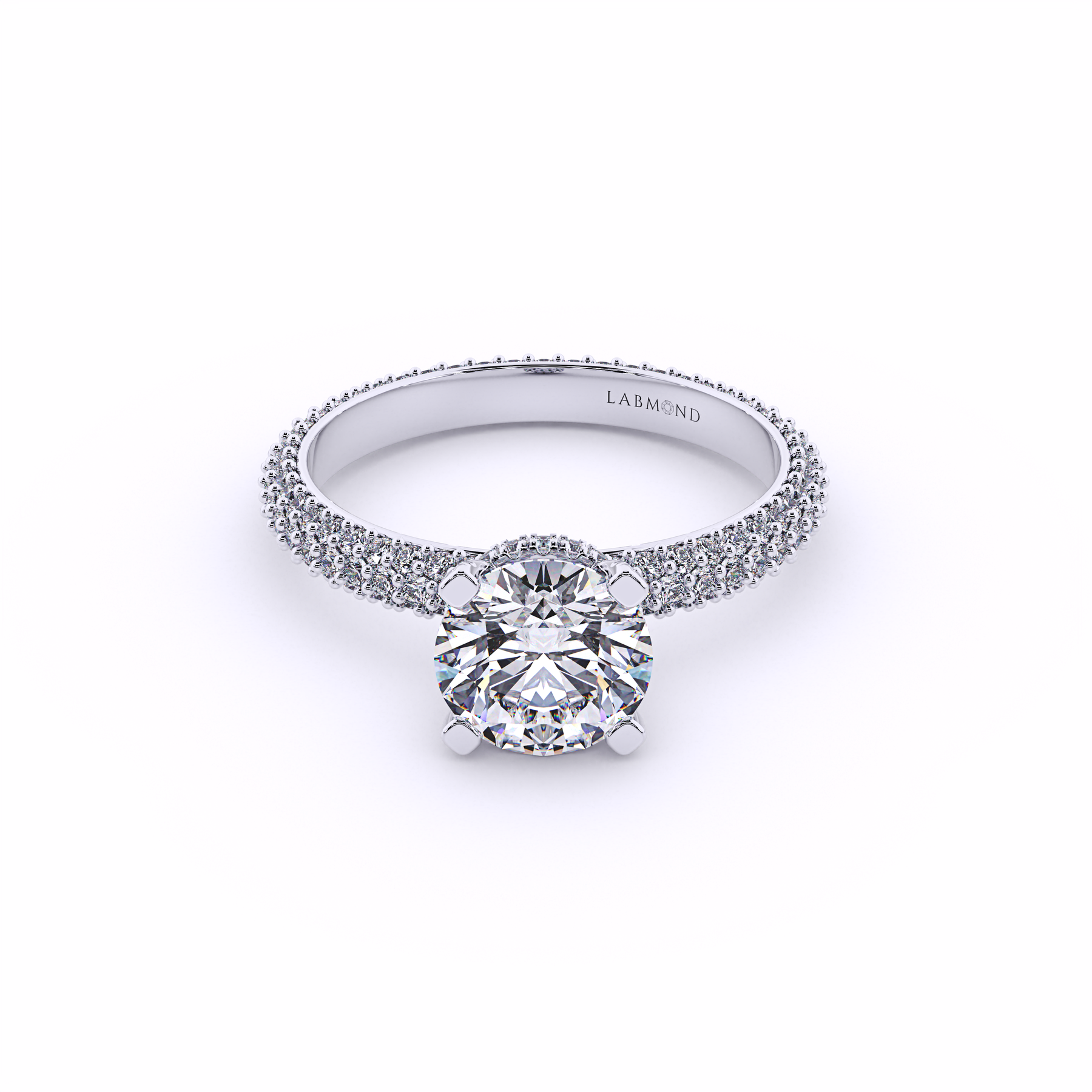 RIVA Micro Pave Round Double Underhalo Ring