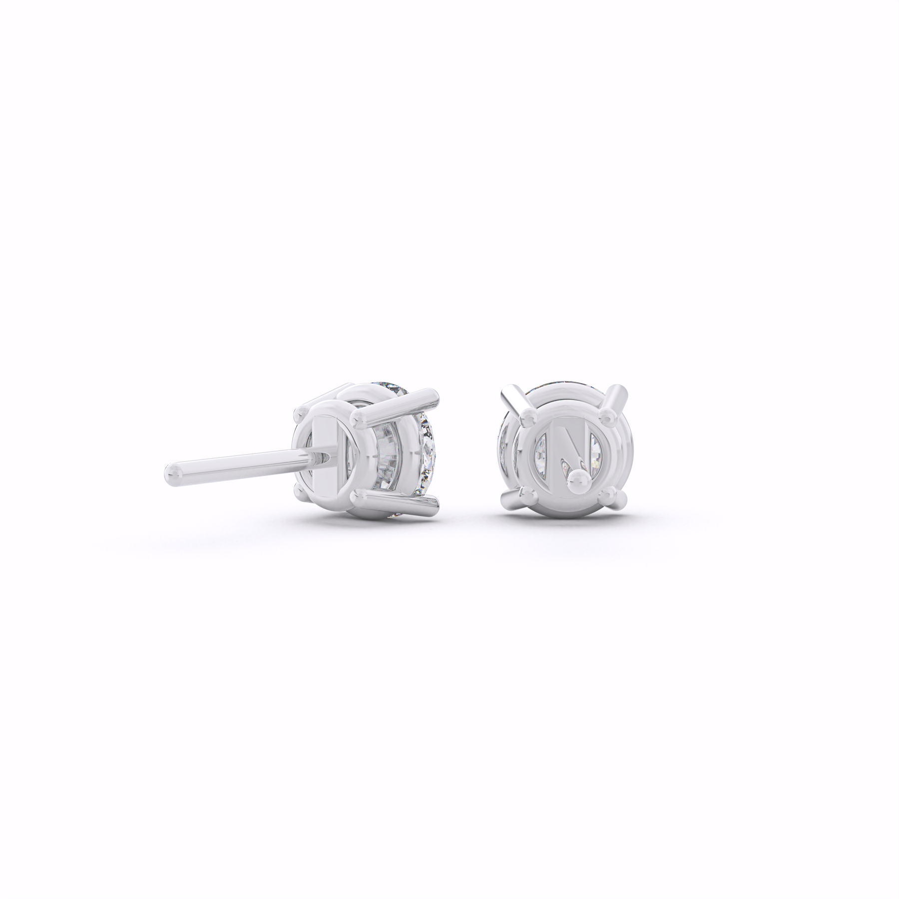 Simple Round Diamond Stud Earrings