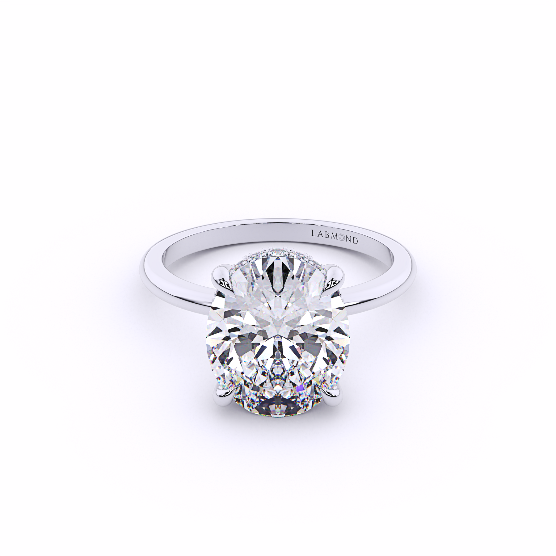 Simple Oval Hidden Halo Engagement Ring