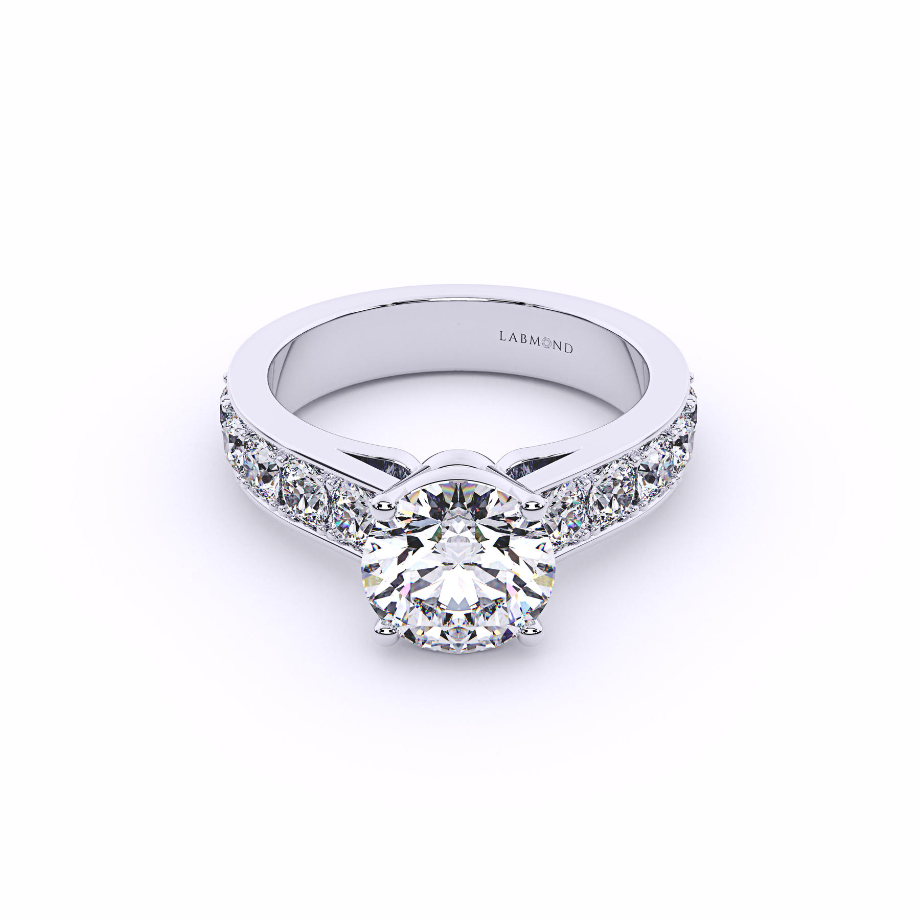 SYMPHONY Round Cut Side-Stone Engagement Ring