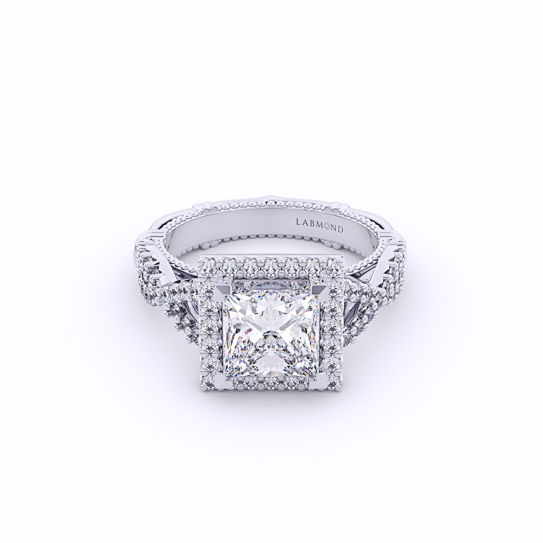 VALENCIA Princess Cut Square Halo Engagement Ring