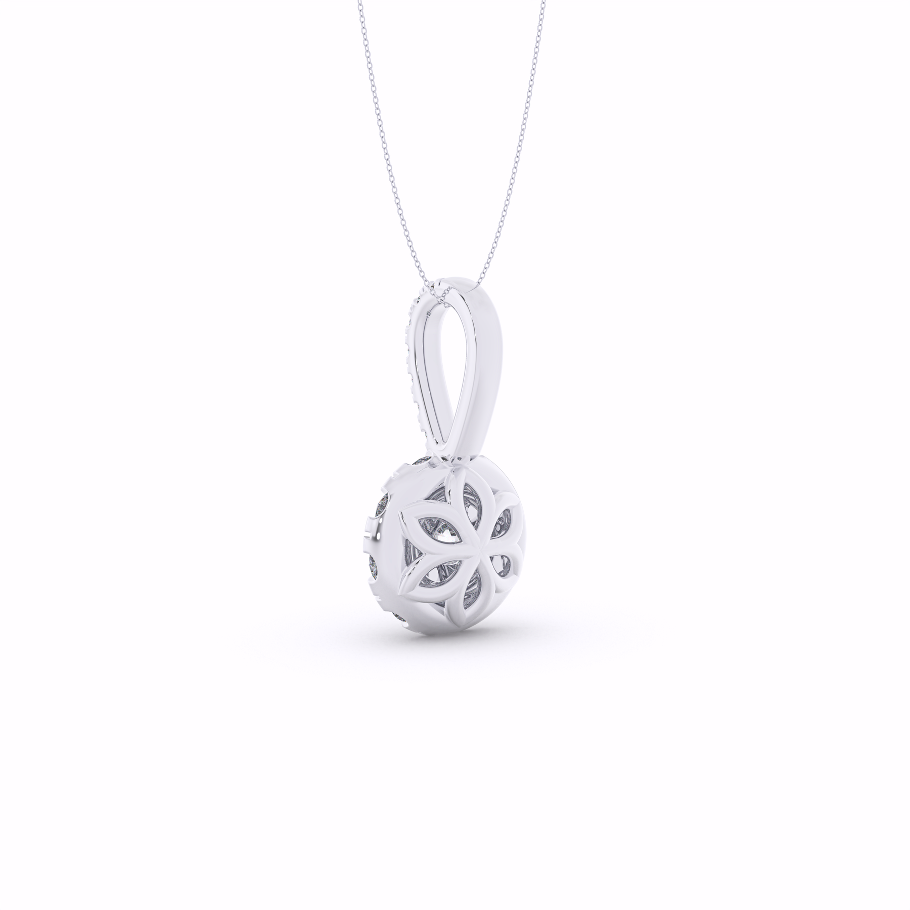 AVA Round Diamond Halo Pendant