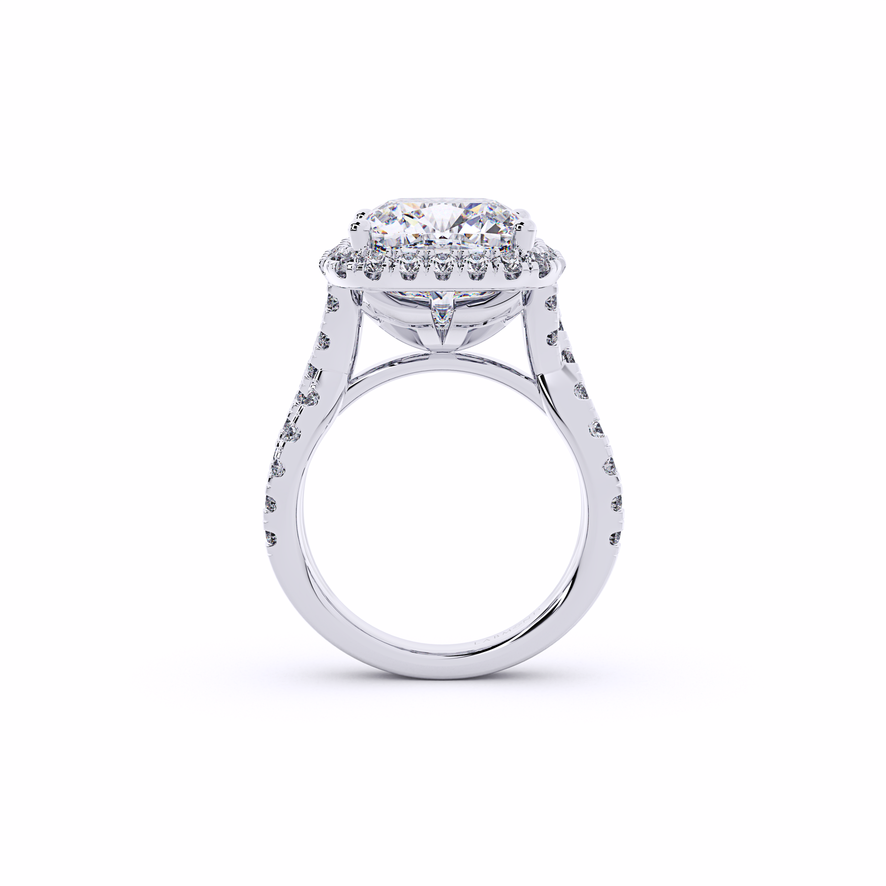 JADE Twisted Band Cushion Halo Engagement Ring