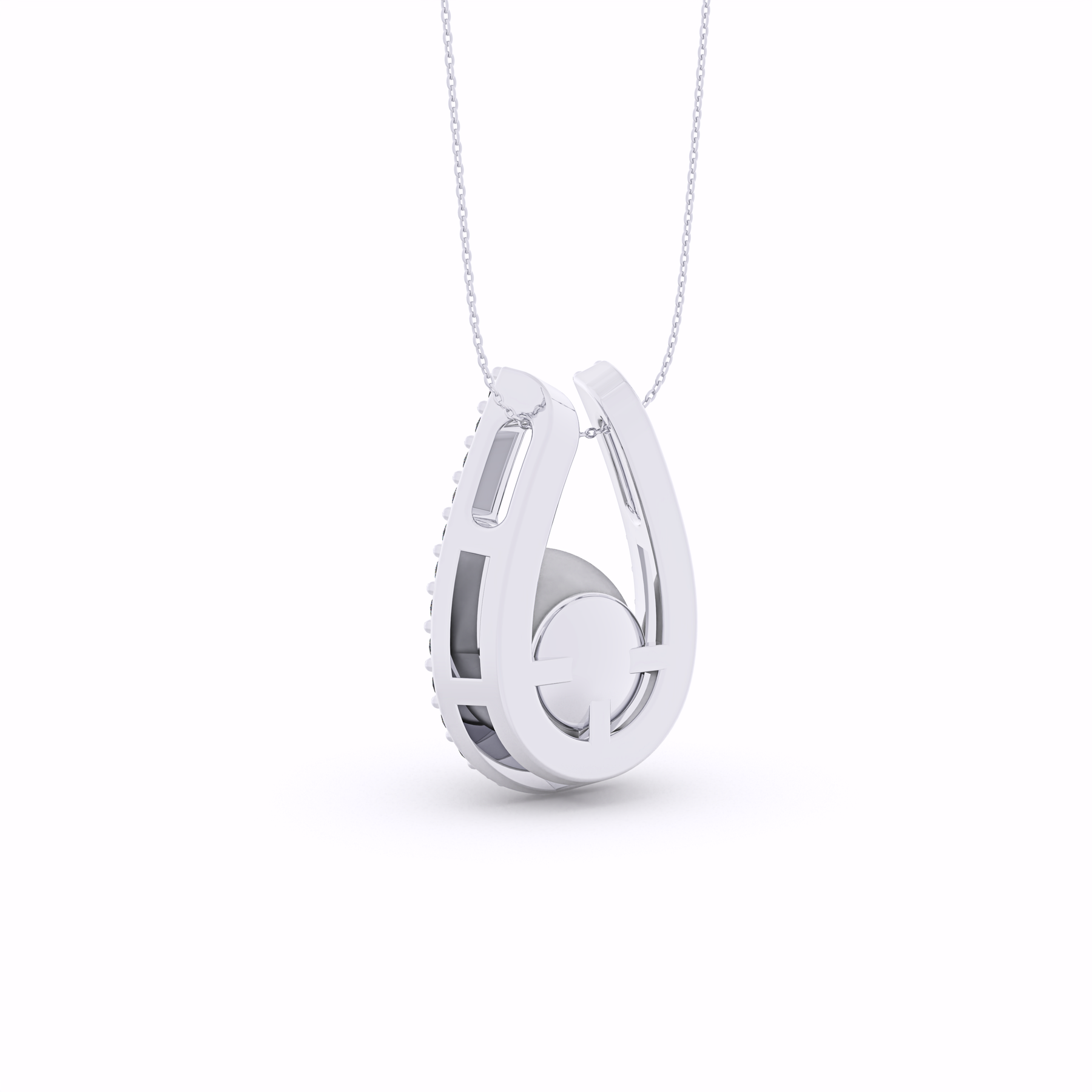 MAYA U-Shaped Diamond and Pearl Pendant