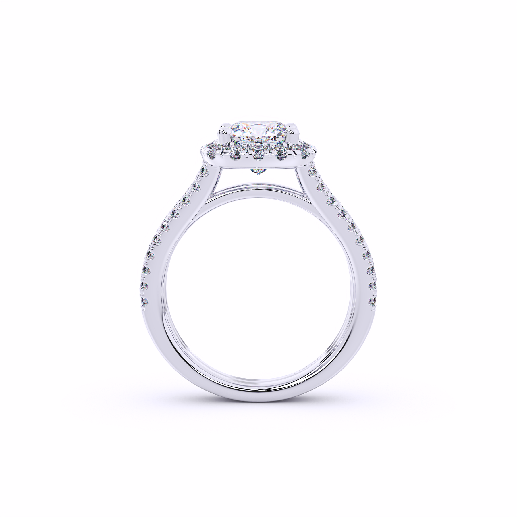 OASIS Double Banded Diamond Cushion Halo Engagement Ring