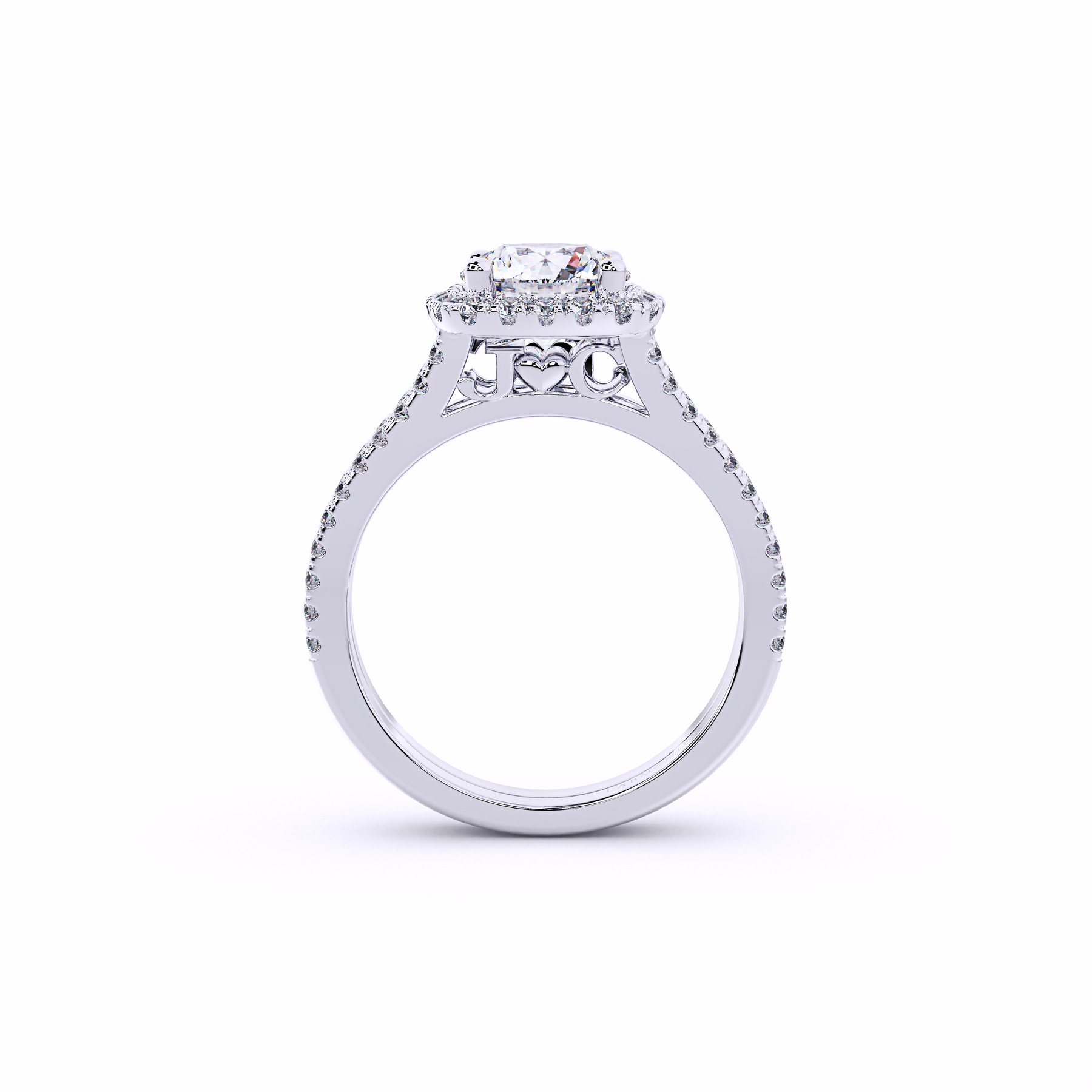 OASIS Double Banded Diamond Round Halo Engagement Ring
