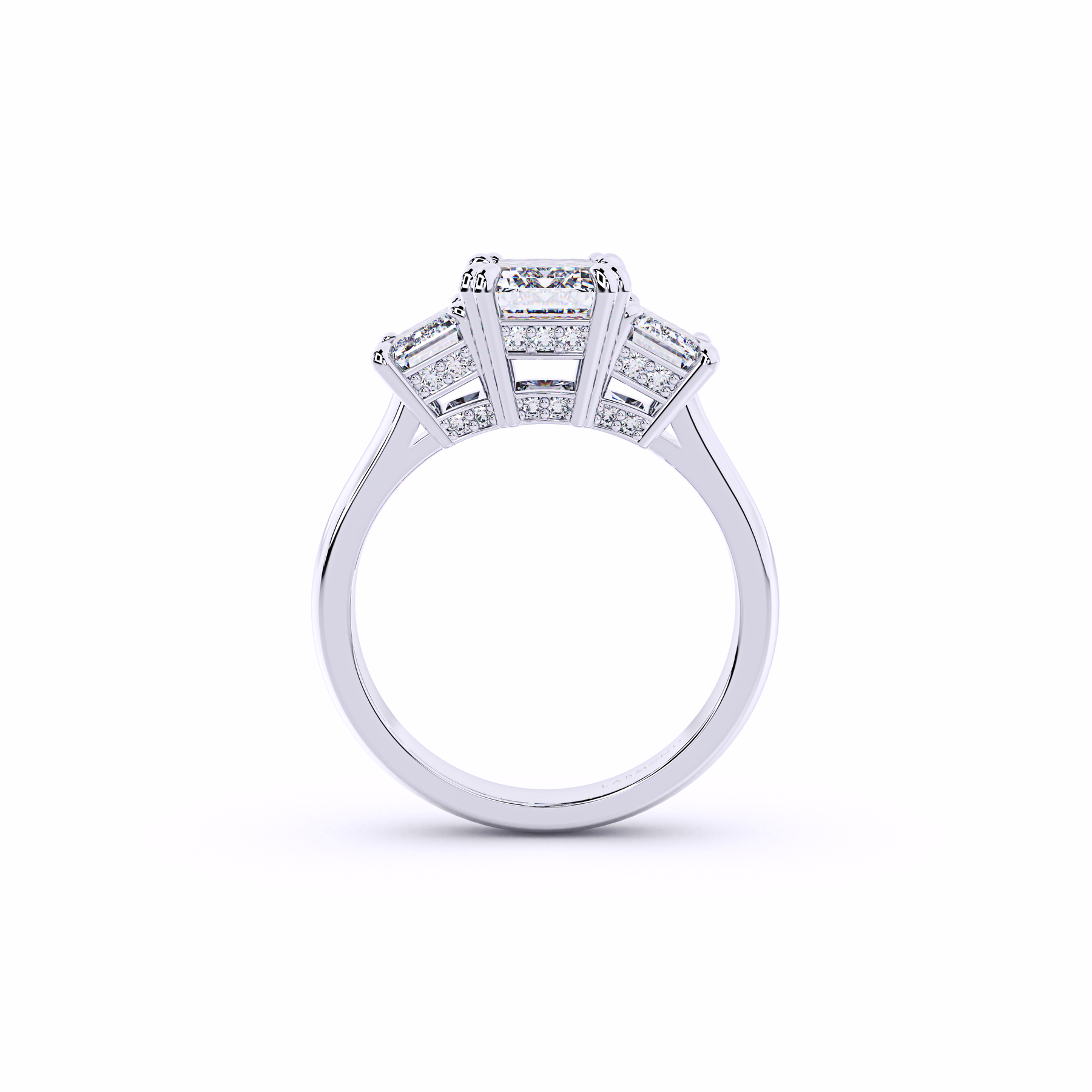 QUANTUM Trinity Emerald Underhalo Engagement Ring