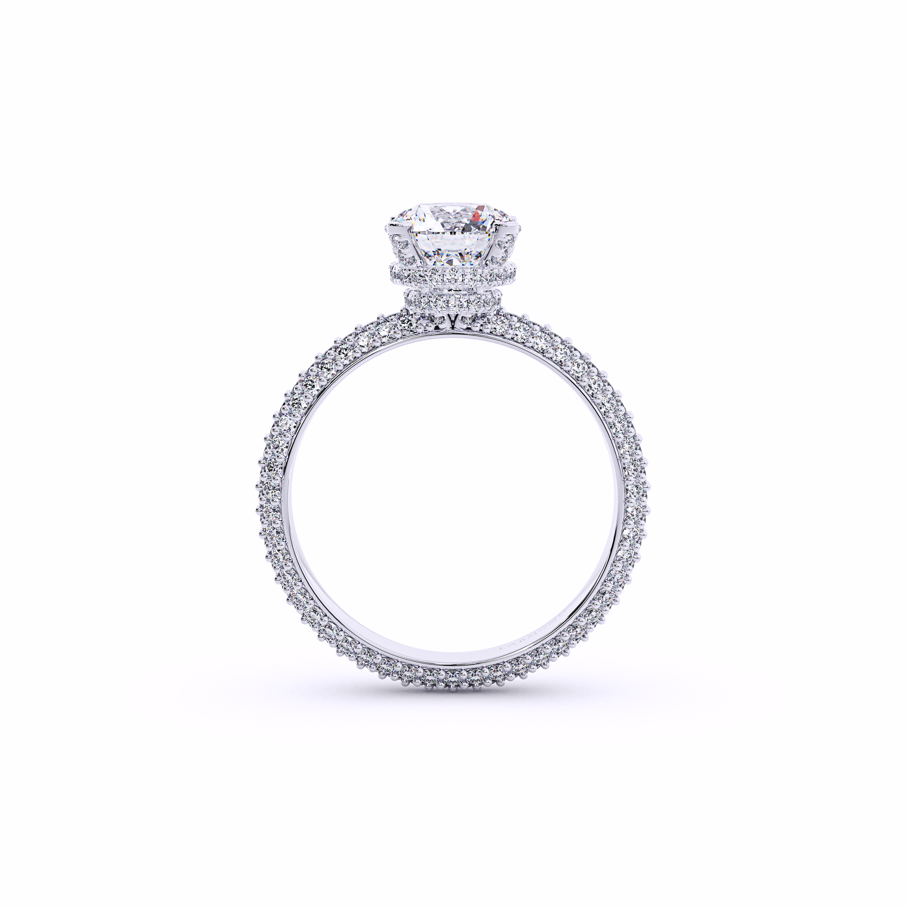 RIVA Micro Pave Round Double Underhalo Ring