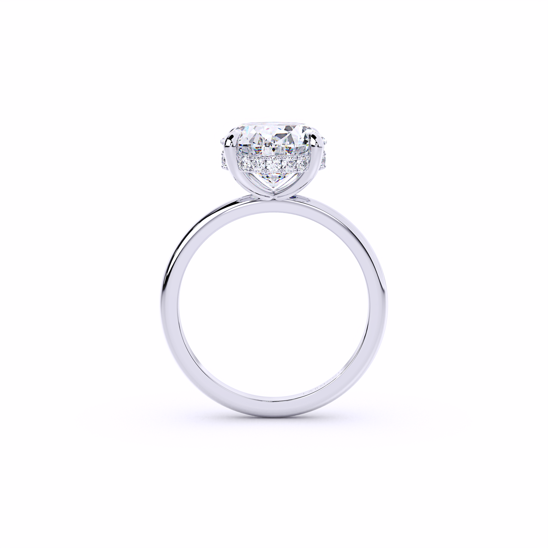 Simple Oval Hidden Halo Engagement Ring