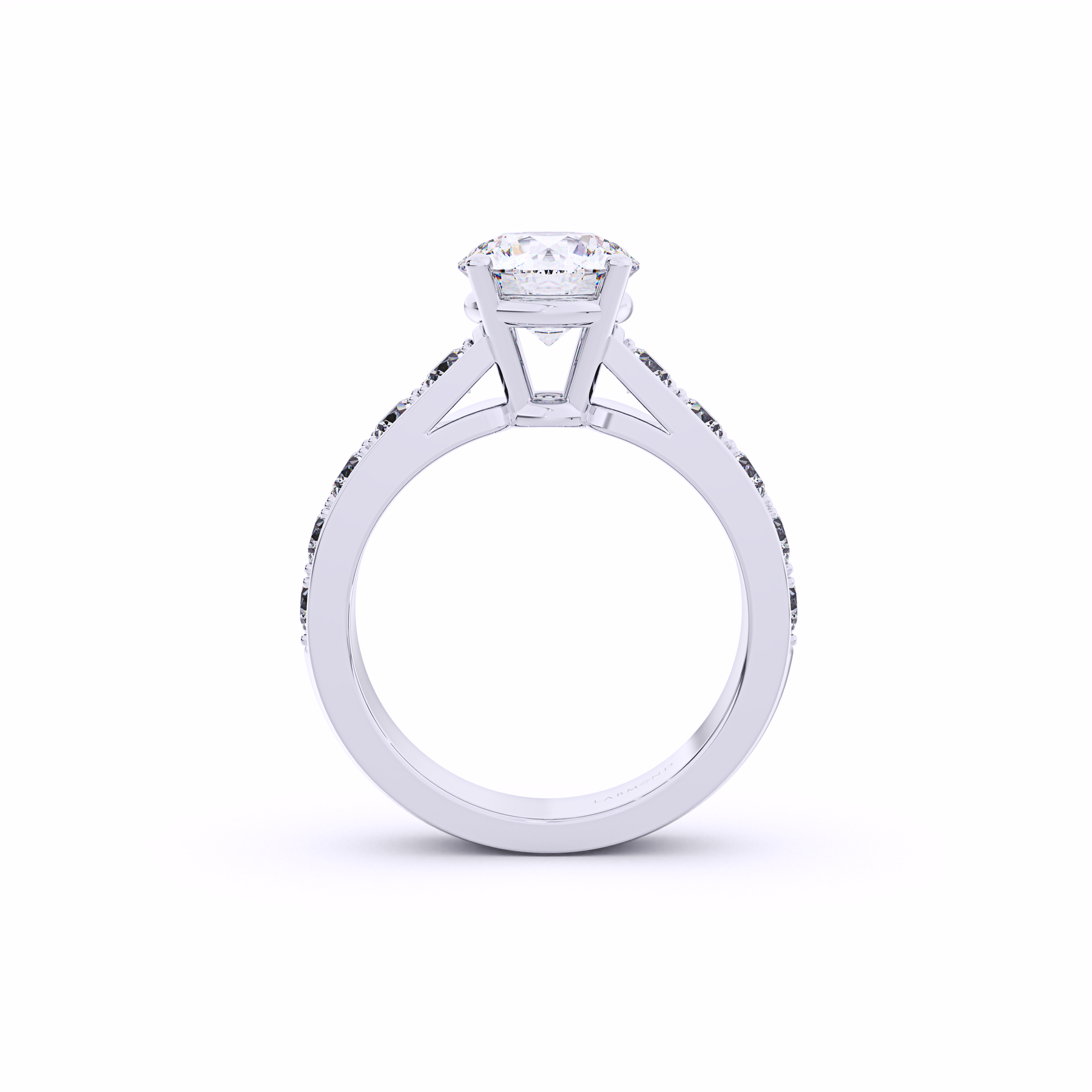 SYMPHONY Round Cut Side-Stone Engagement Ring