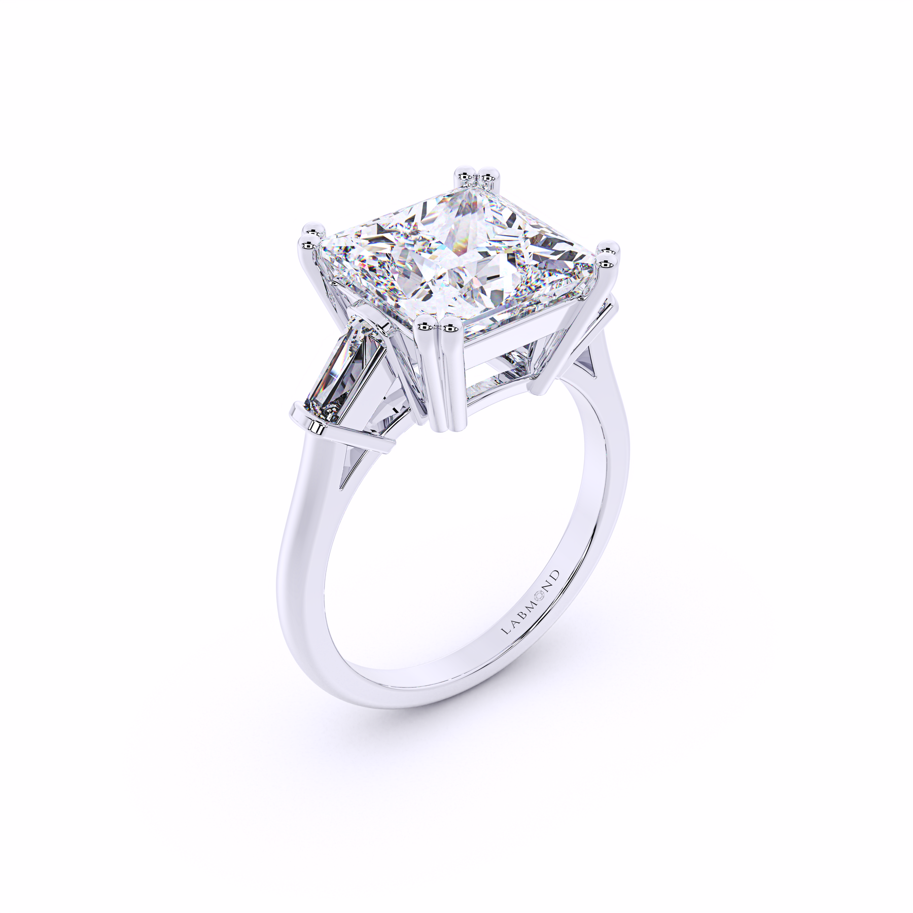 ALLURE Princess Cut Ring with Tapered Baguettes