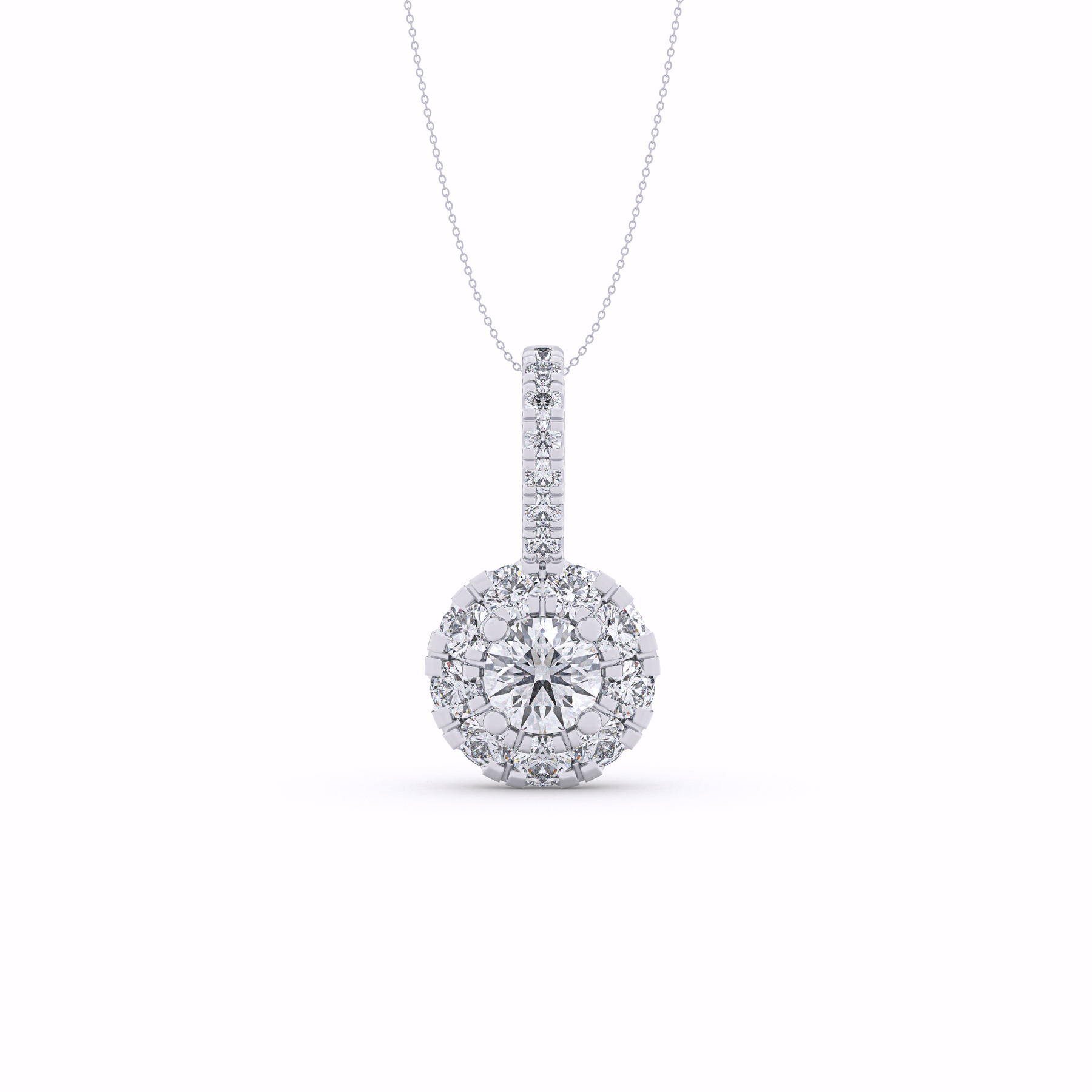 AVA Round Diamond Halo Pendant