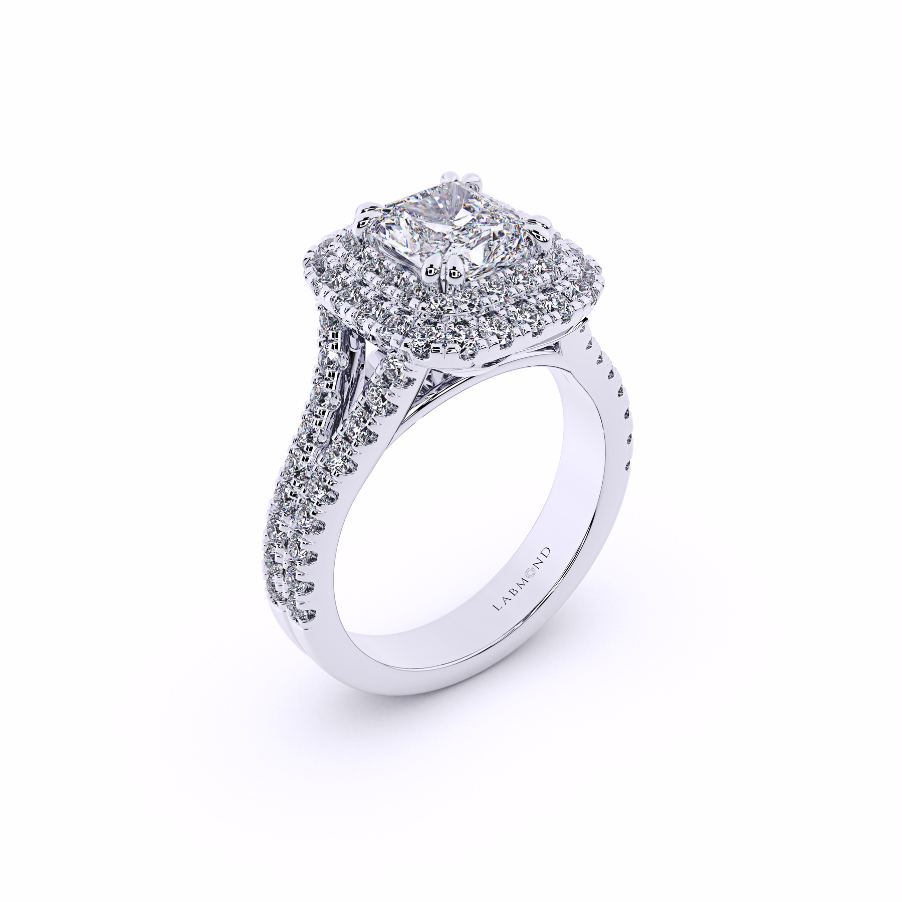 DESTINY Princess Cut Engagement Ring Double Halo
