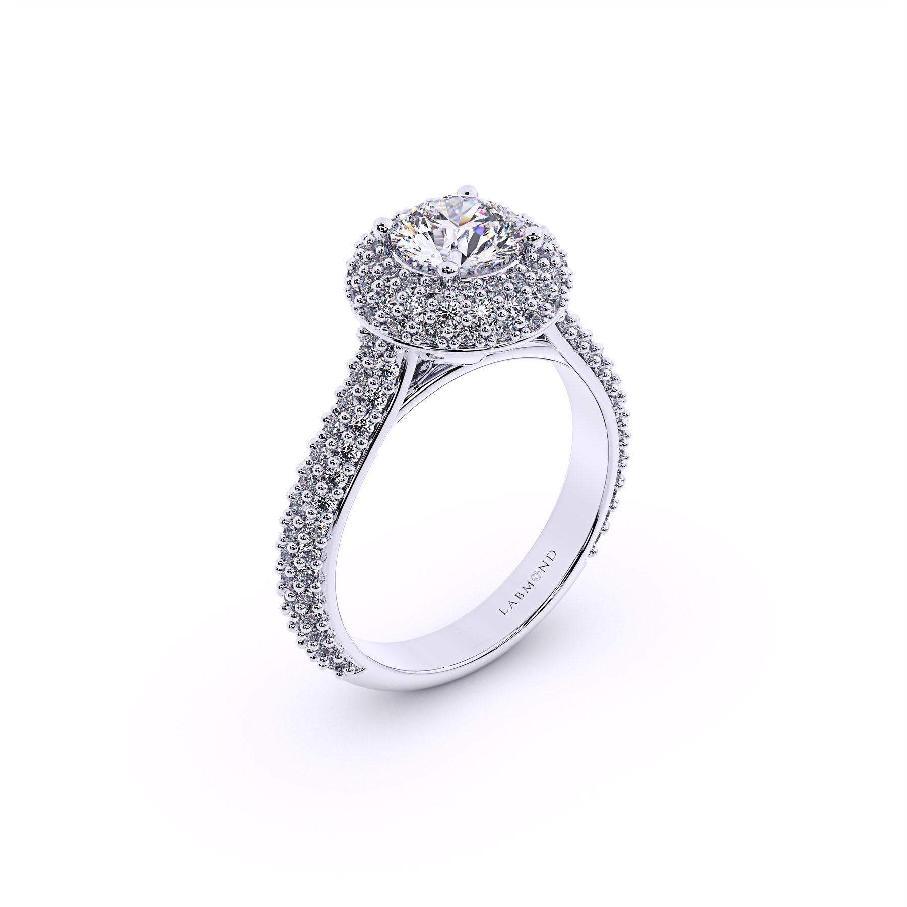 DIVERSION Round Waterfall Halo Engagement Ring