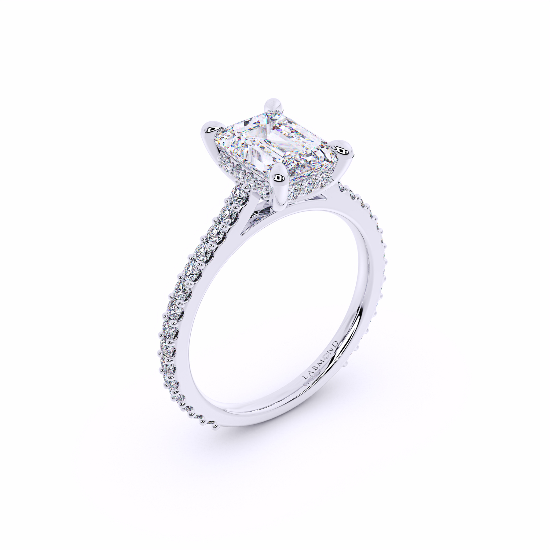 DUKE Emerald Cut Hidden Halo Engagement Ring