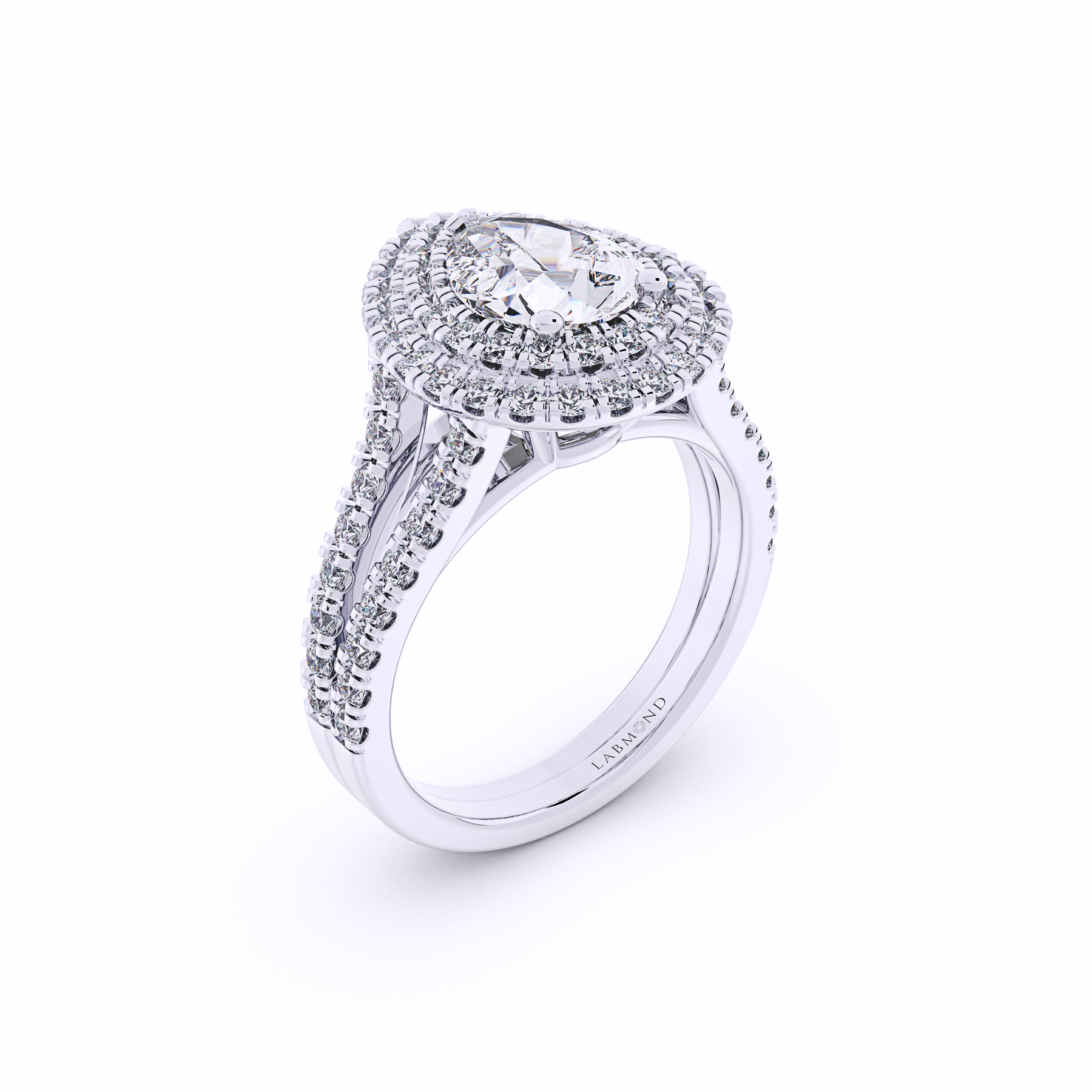 ELIZABETHAN Double Halo Pear Shape Engagement Ring