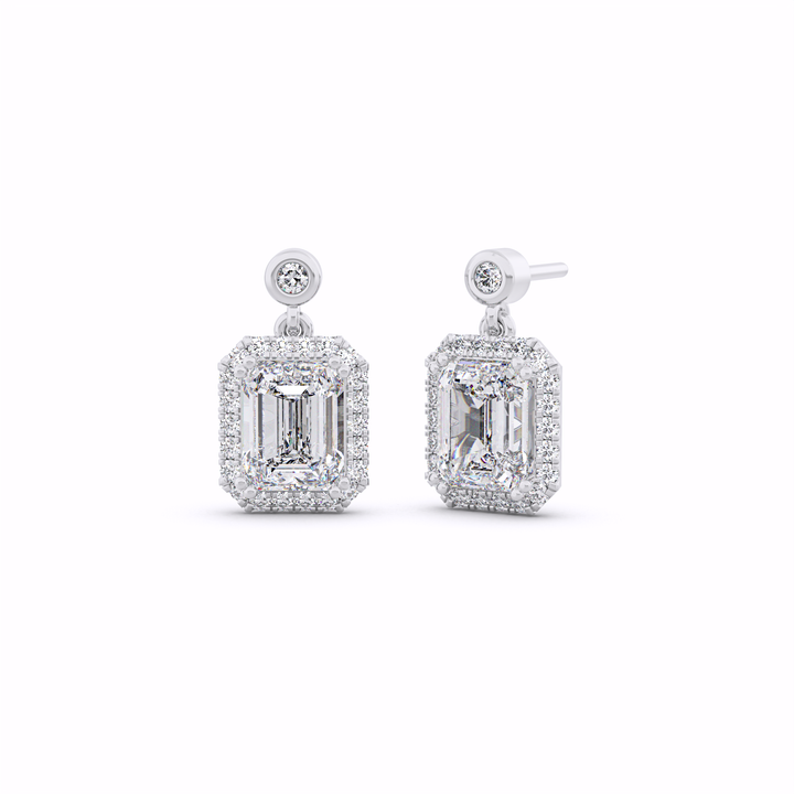 white-emerald-cut-halo-drop-earrings