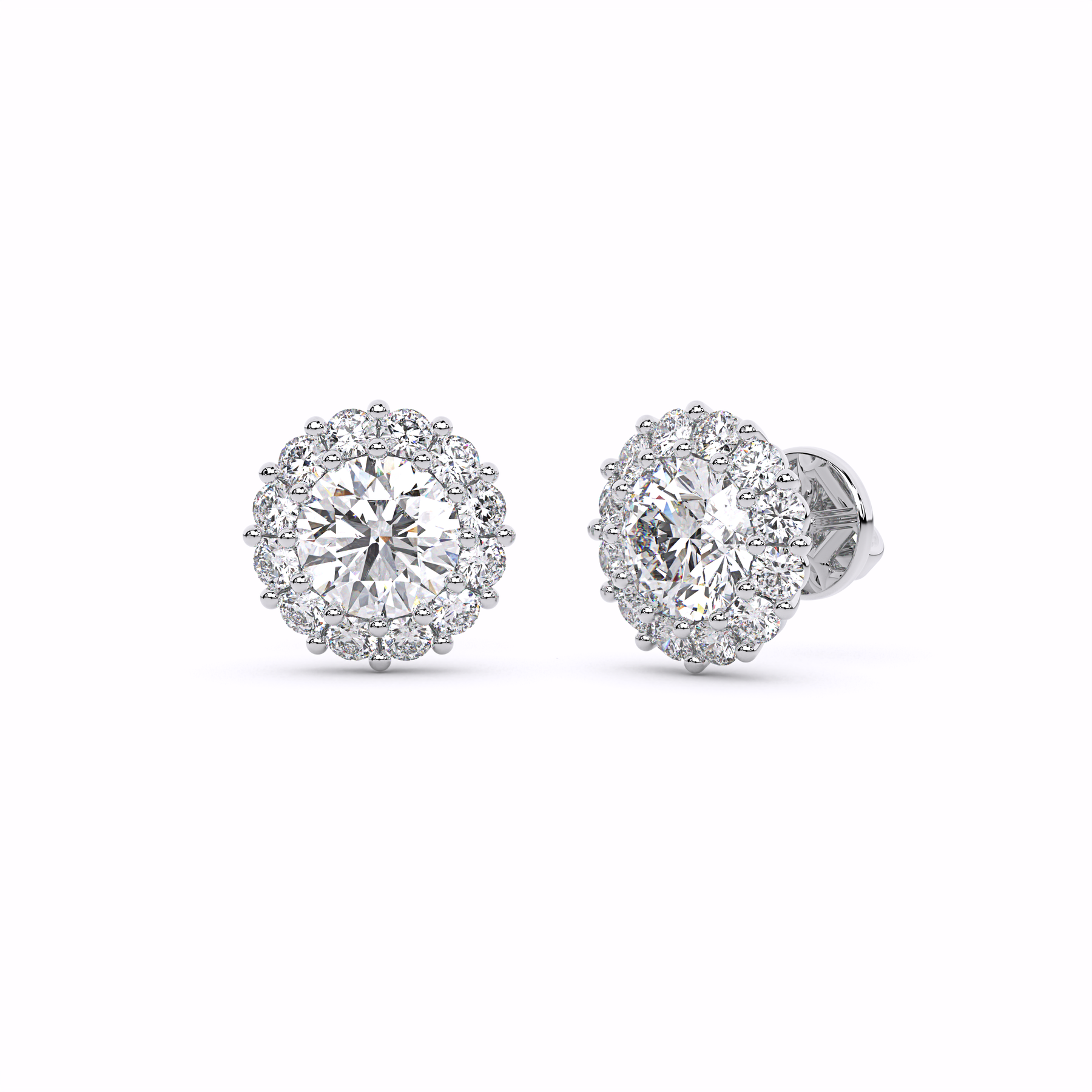 AURORA Halo Diamond Stud Earrings