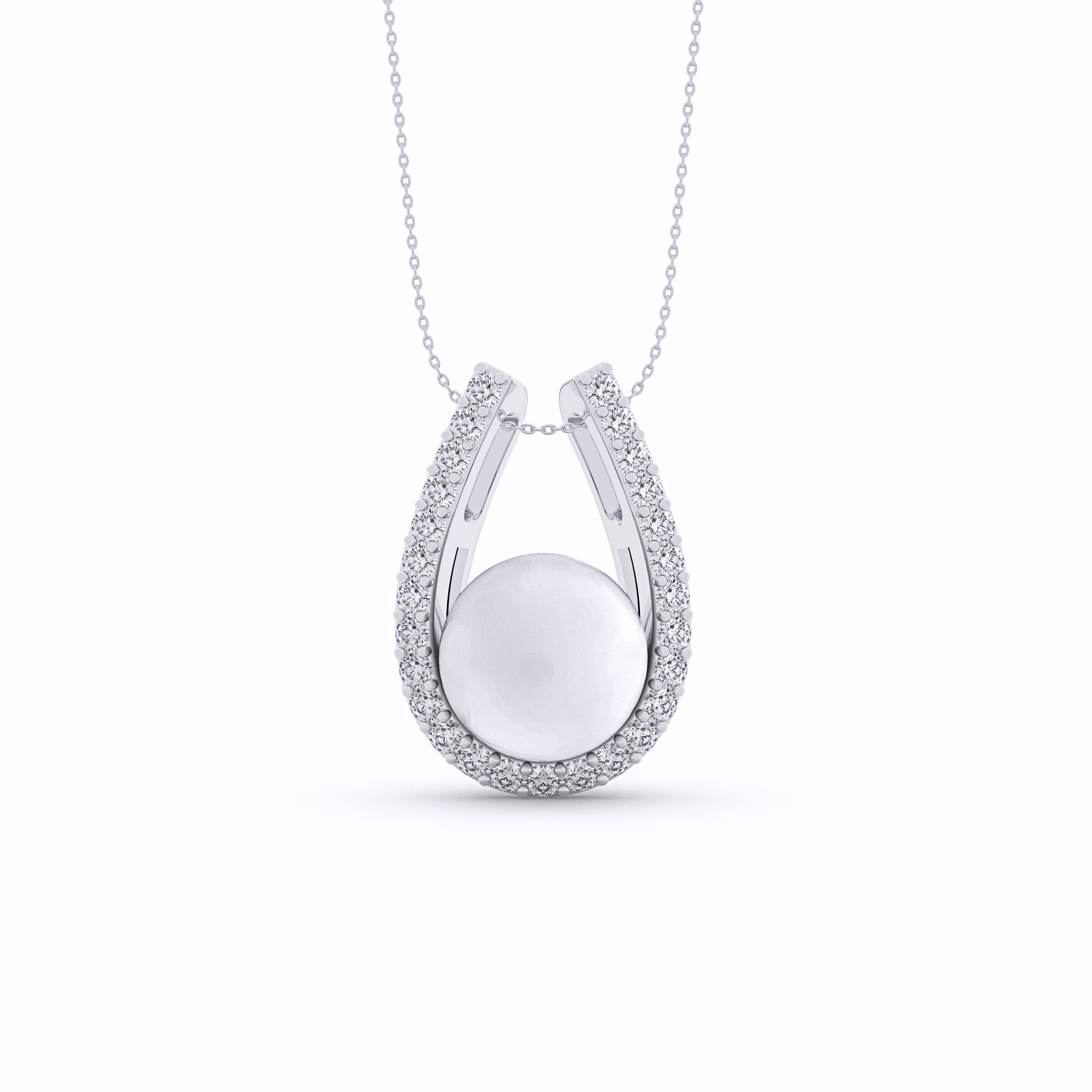 MAYA U-Shaped Diamond and Pearl Pendant
