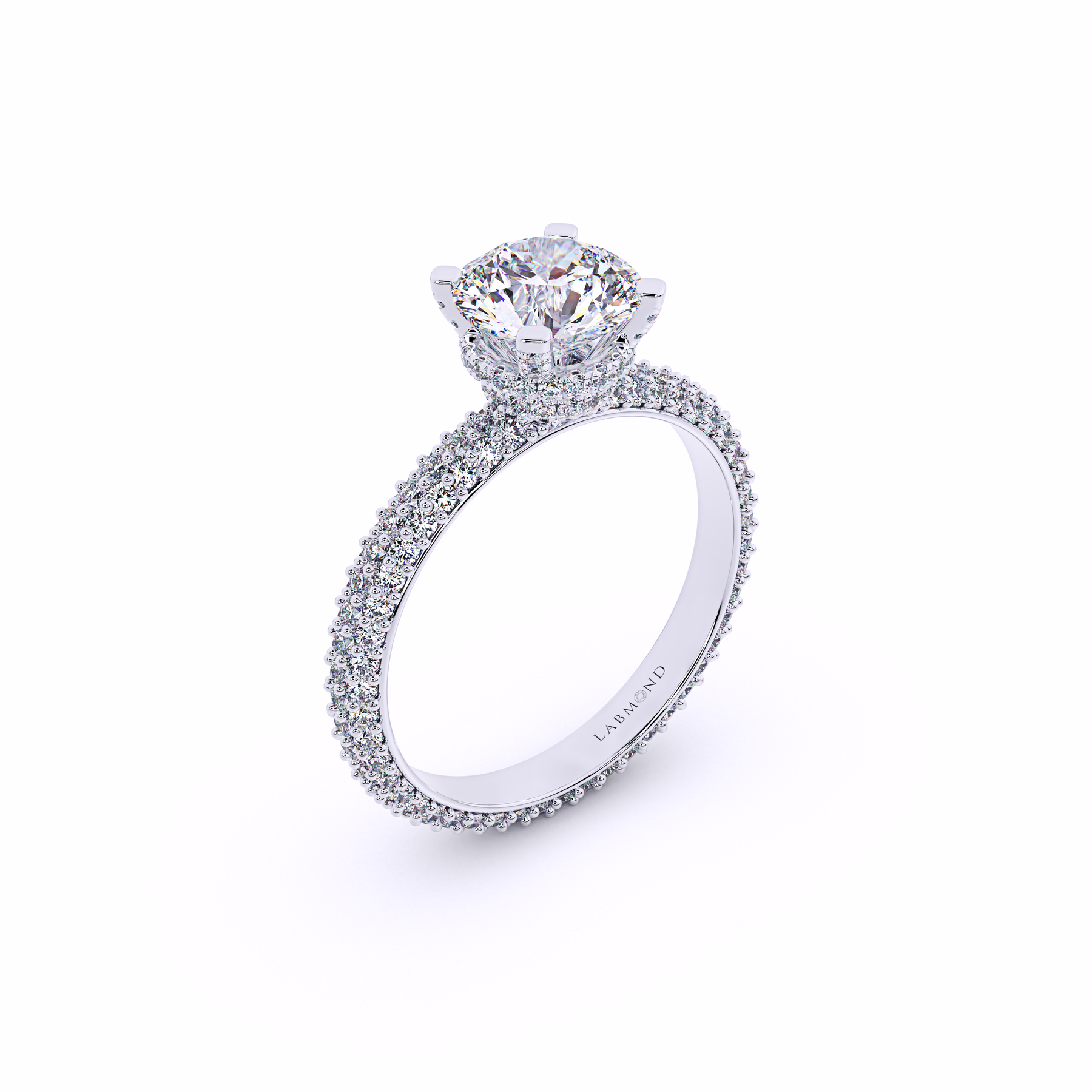 RIVA Micro Pave Round Double Underhalo Ring
