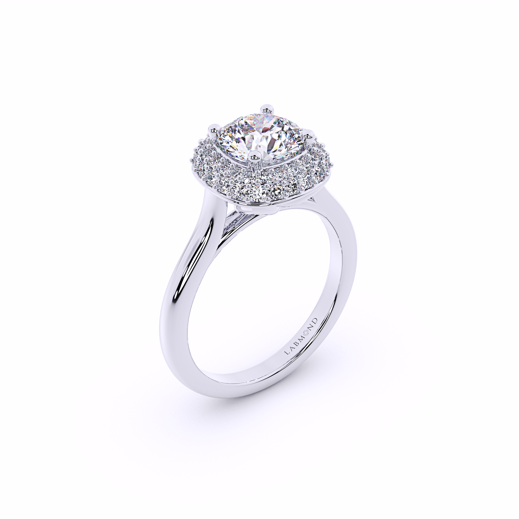DIVERSION Round Double Halo Engagement Ring