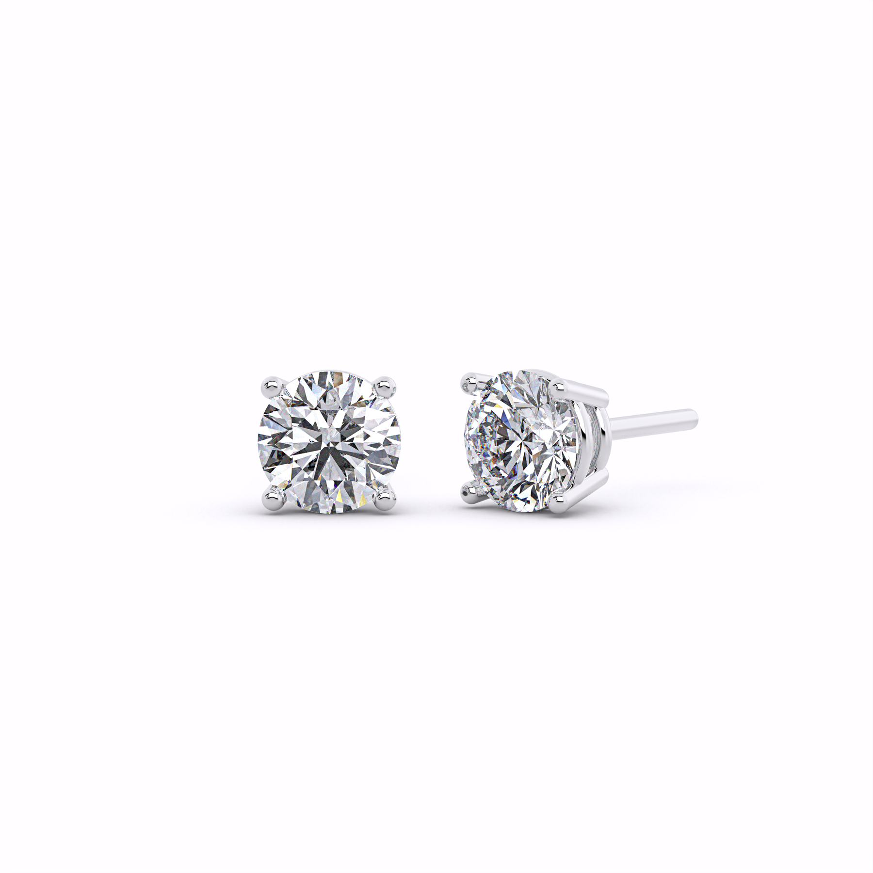 Simple Round Diamond Stud Earrings