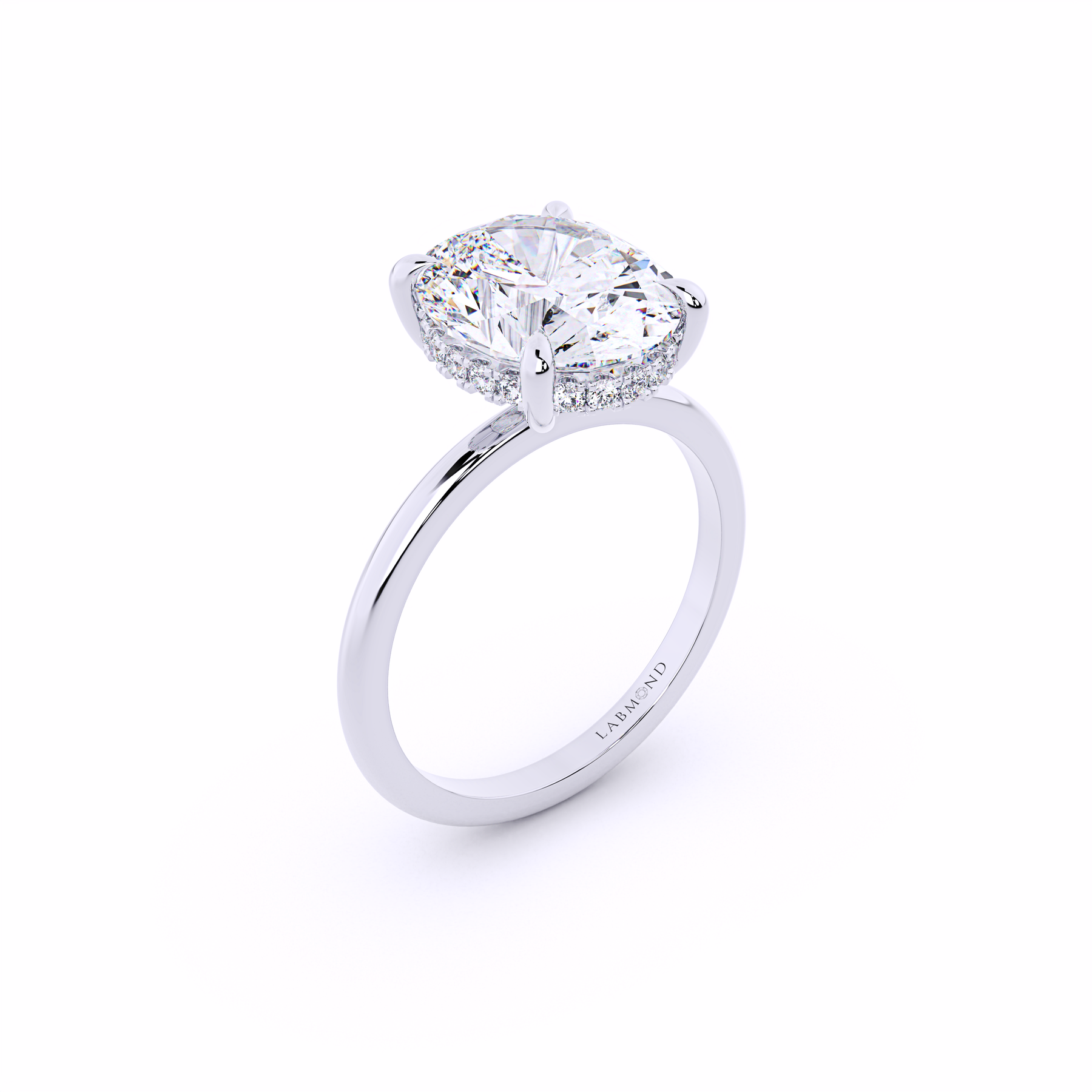 Simple Oval Hidden Halo Engagement Ring