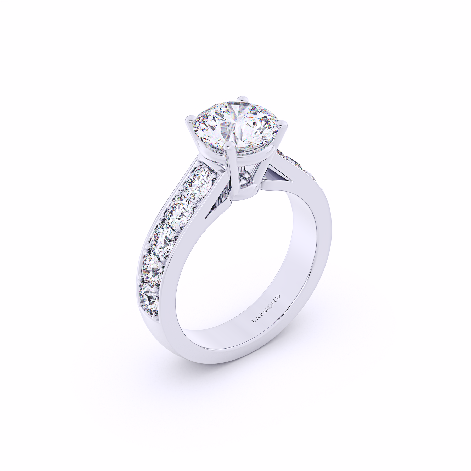 SYMPHONY Round Cut Side-Stone Engagement Ring