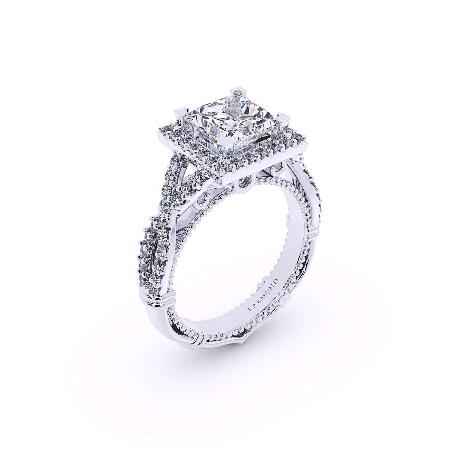VALENCIA Princess Cut Square Halo Engagement Ring