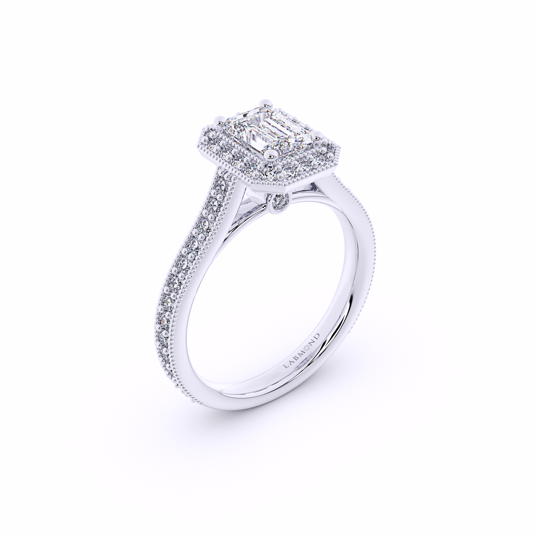 ELEMENT Emerald Cut Halo Engagement Ring