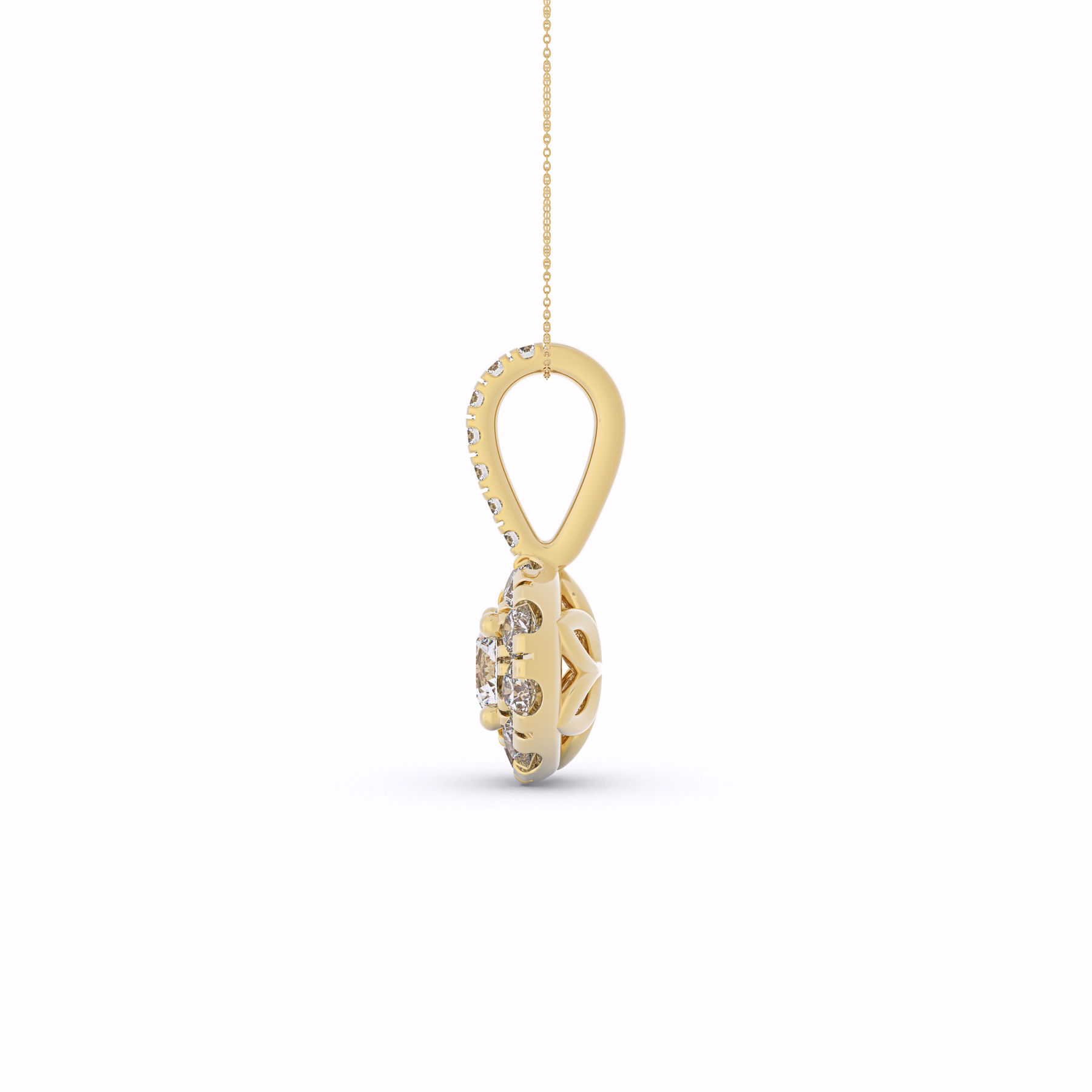 AVA Round Diamond Halo Pendant