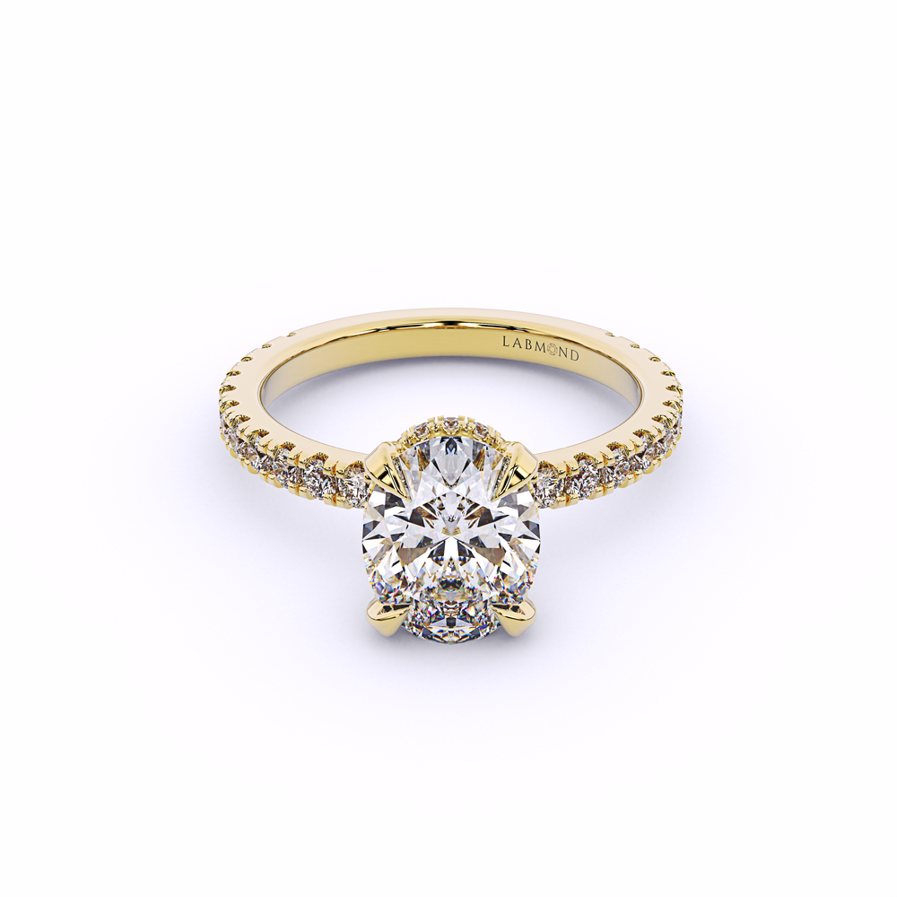 CLAUDIA Oval Hidden Halo Engagement Ring#Yellow_1