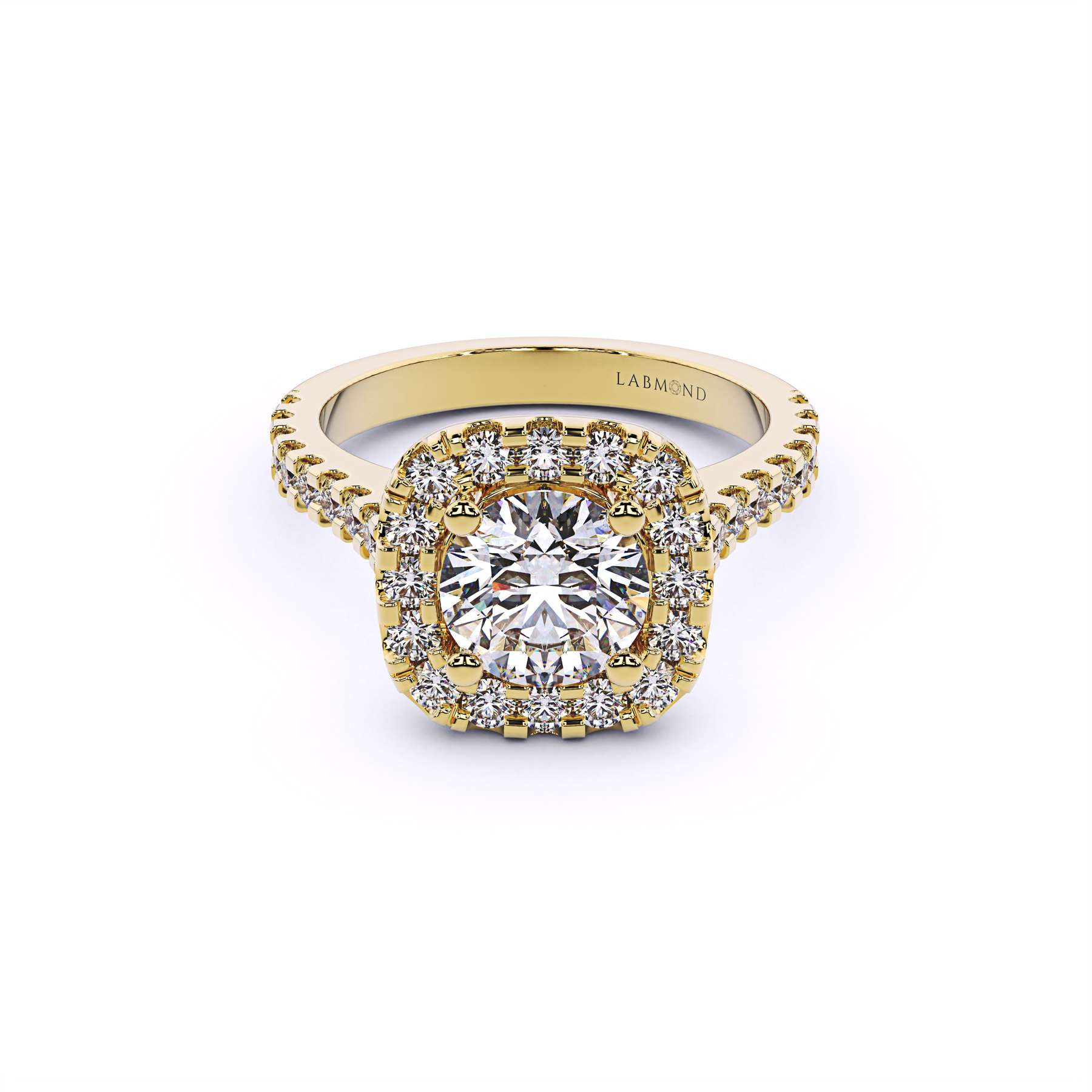 ELEMENT Round Cut Cushion Halo Engagement Rings