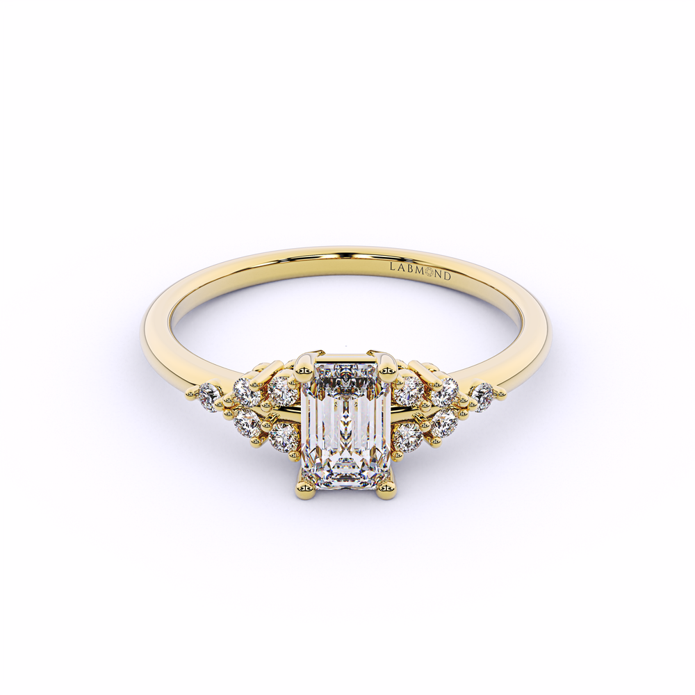 MEMENTO Vintage Emerald Engagement Ring#Yellow_1