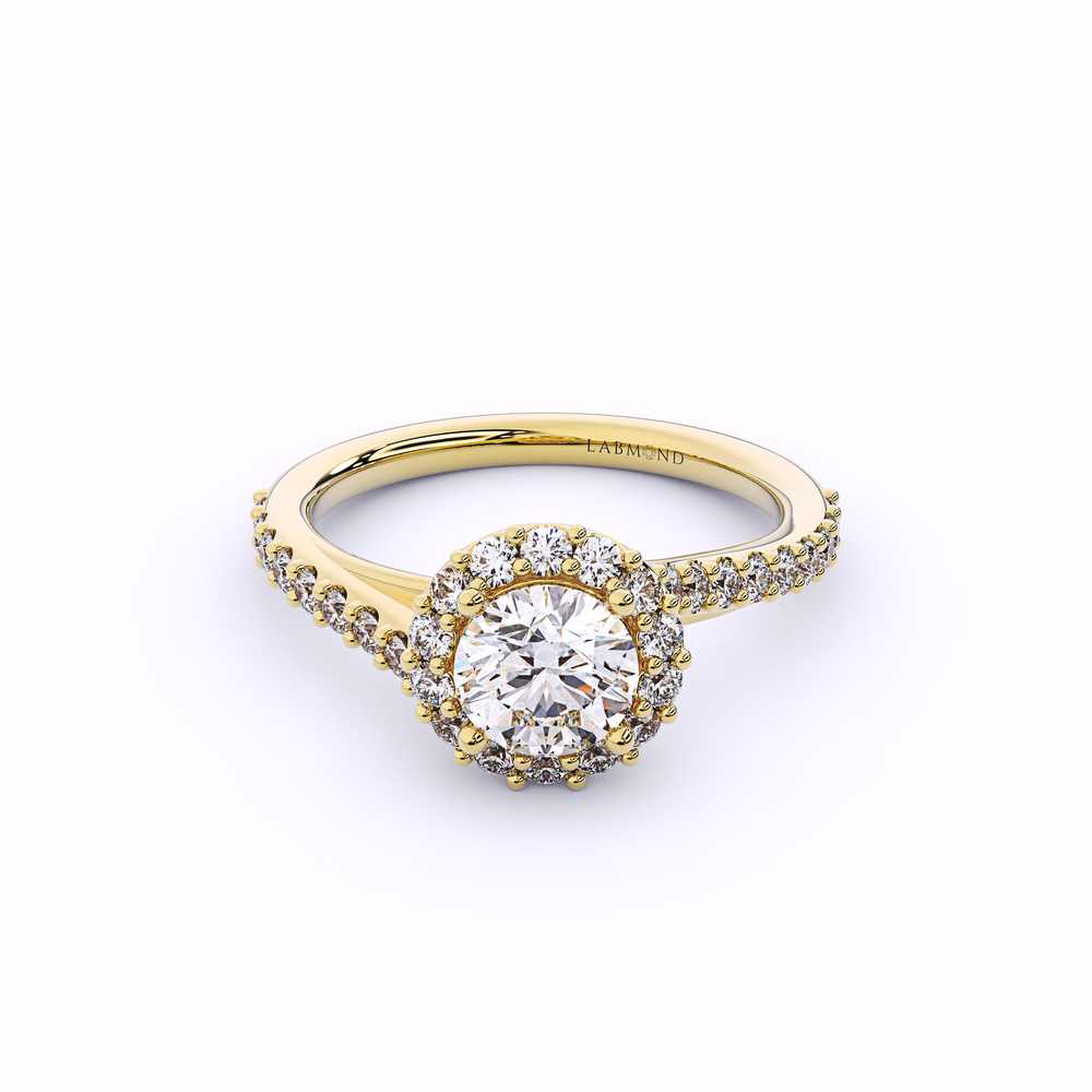 DESTINY Round Twisted Halo Ring#Yellow_1