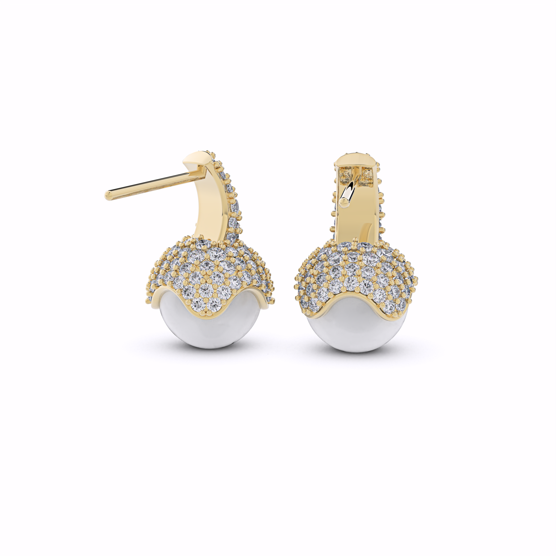 LUNA Diamond and Pearl Drop Earrings