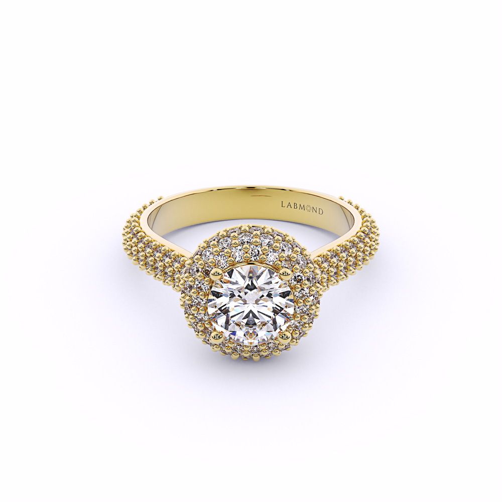 DIVERSION Round Waterfall Halo Engagement Ring#Yellow_1