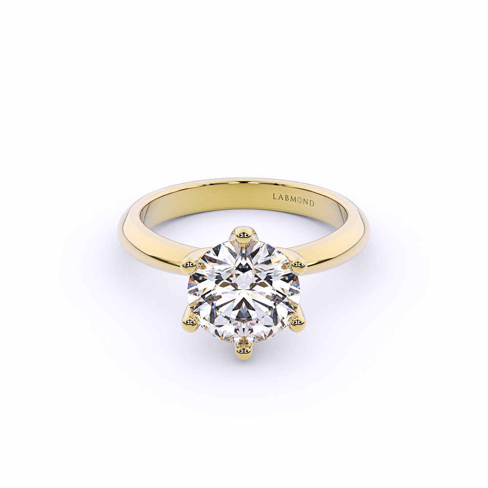 DOLCEVITA 6-Claw Solitaire Round Engagement Ring#Yellow_1
