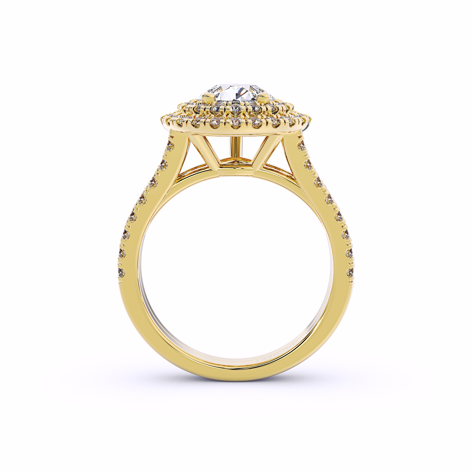 ELIZABETHAN Double Halo Pear Shape Engagement Ring