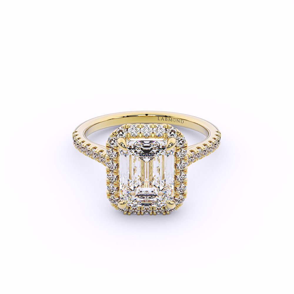 ELEMENT Emerald Halo Engagement Rings#Yellow_1