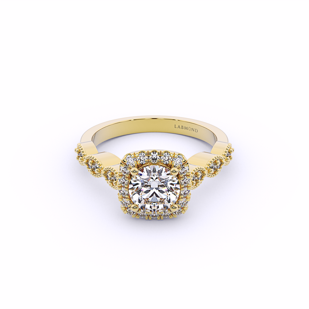 FANTASIA  Marquise Shank Halo Ring#Yellow_1