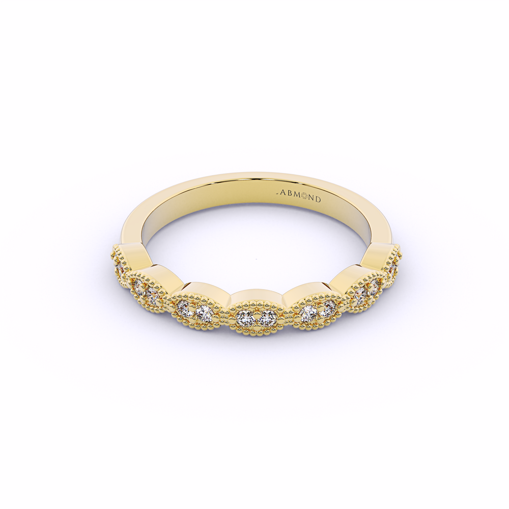 FANTASIA Marquise Shank Half Eternity Wedding Band#Yellow_1
